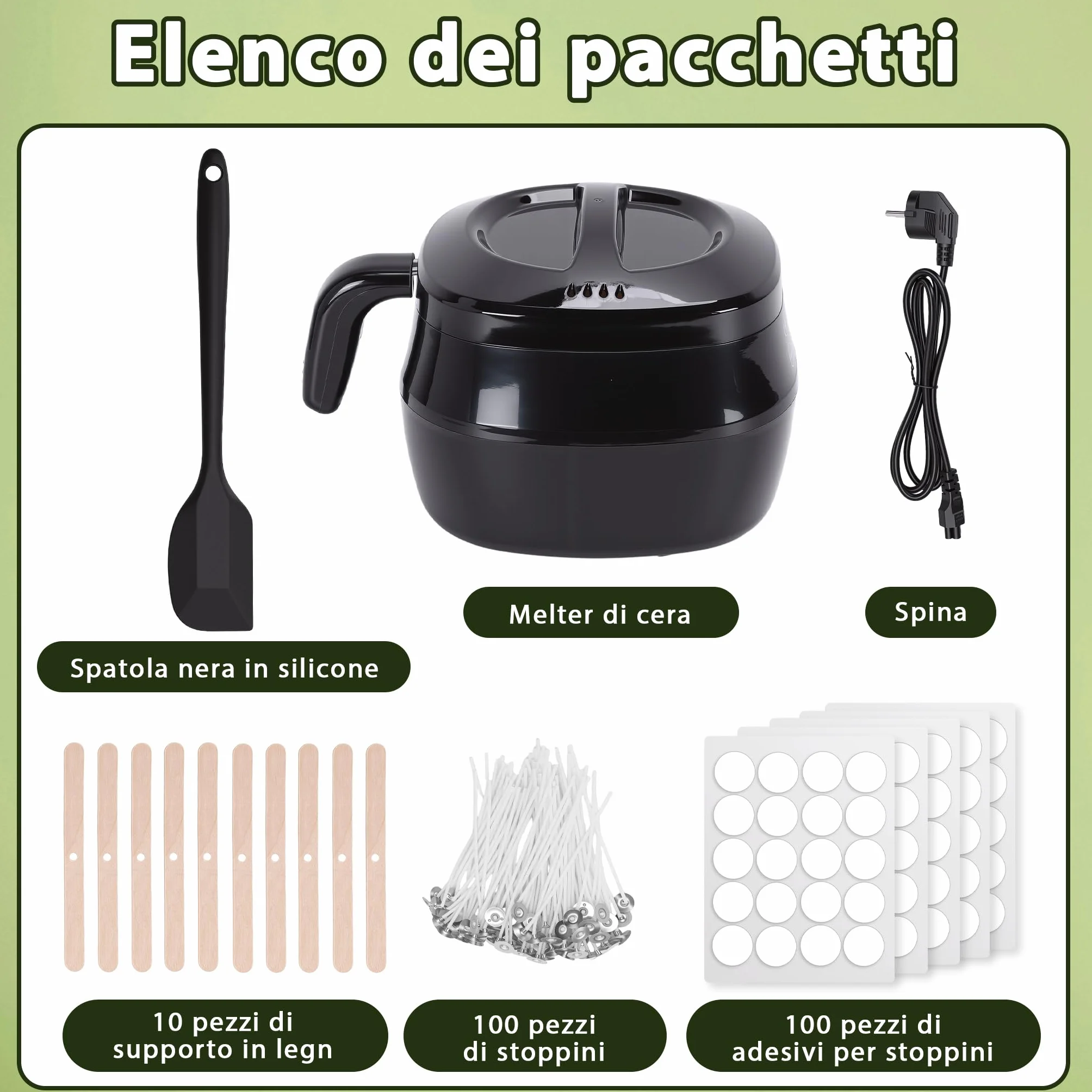 HISUEKIG 1L Sciogli Cera per Candele Elettrico, 150W Pentola per Fusione di Cera con LED Digitale Display, indicatore di temperatura, stoppini, centraggio e cucchiaio per produzione di candele