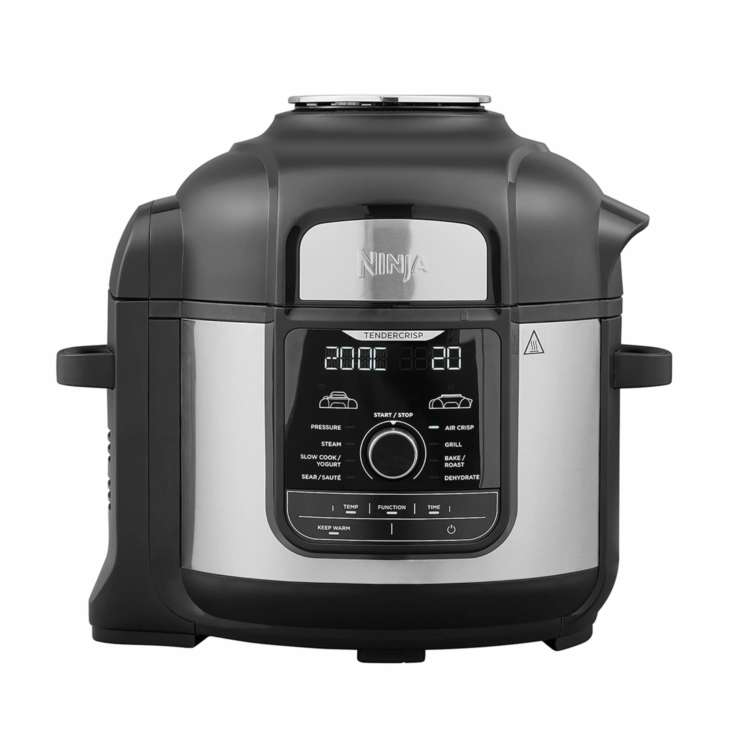 Ninja Foodi MAX Multicooker, 9 in 1, 7.5L, 9 Funzioni di Cottura, Pentola a Pressione, Friggitrice ad Aria, Cottura Lenta, Griglia e Altro, Acciaio Satinato/Nero, OP500EU