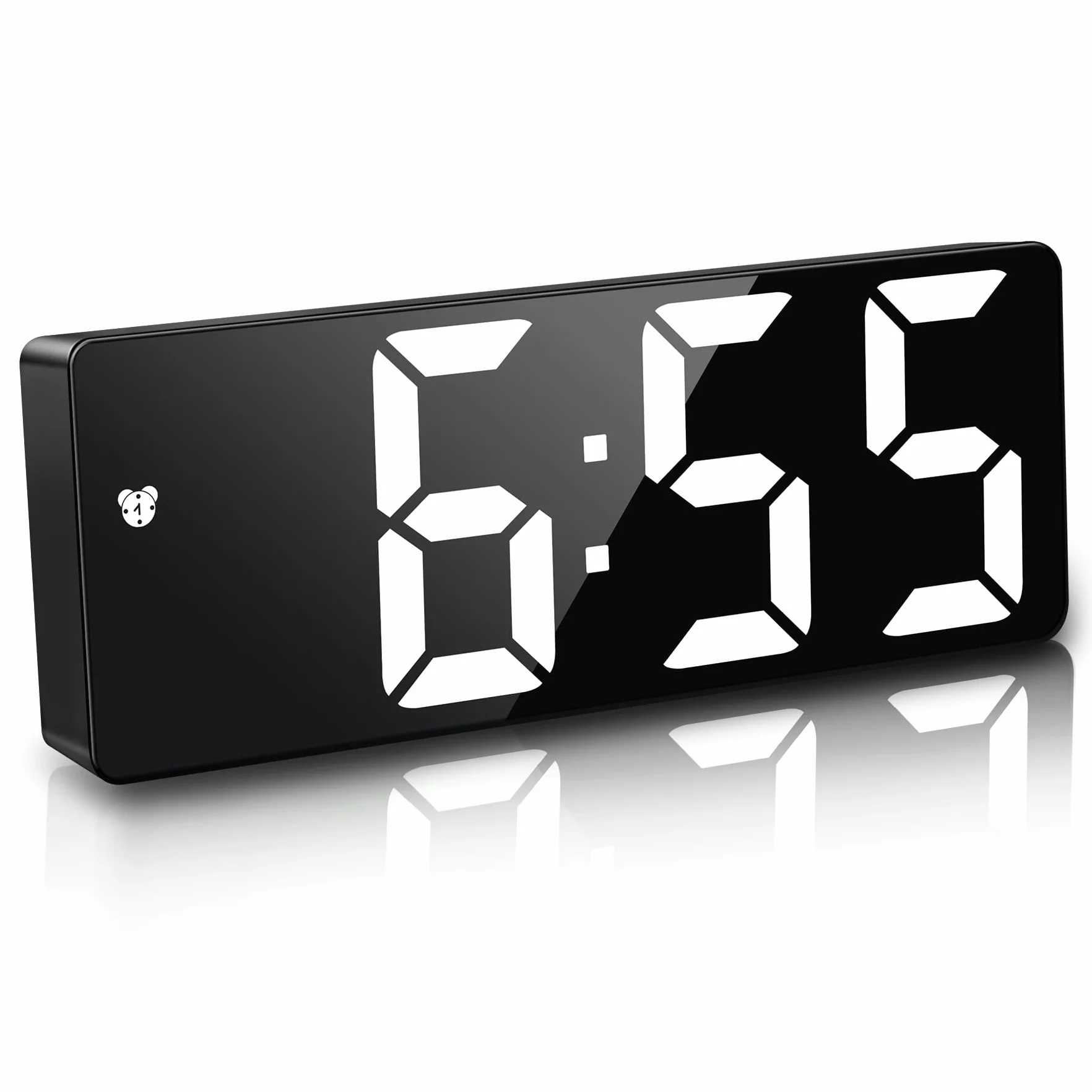 JQGO Sveglia Digitale da Comodino con Snooze, Display LED e Temperatura, USB e Batteria, Bianco