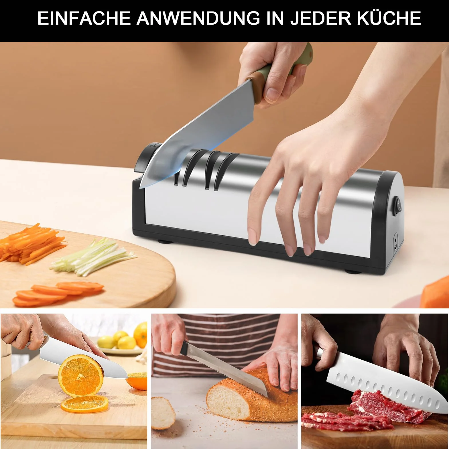 SOARFLY Affilacoltelli Elettrico in Acciaio Inox, Affilacoltelli Professionale di Alta Precisione, Veloce ed Efficiente, Affilacoltelli Multifunzionale per Coltelli da Cucina