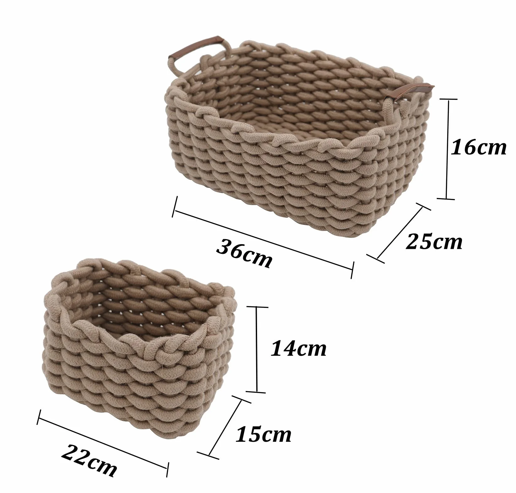 Icegrey Cestini in Corda di Cotone Cesto Contenitore Organizer Cestini Portaoggetti Decorativi Rettangolari Naturali Per Camerette Soggiorno Camera Da Letto Cachi Set di 3