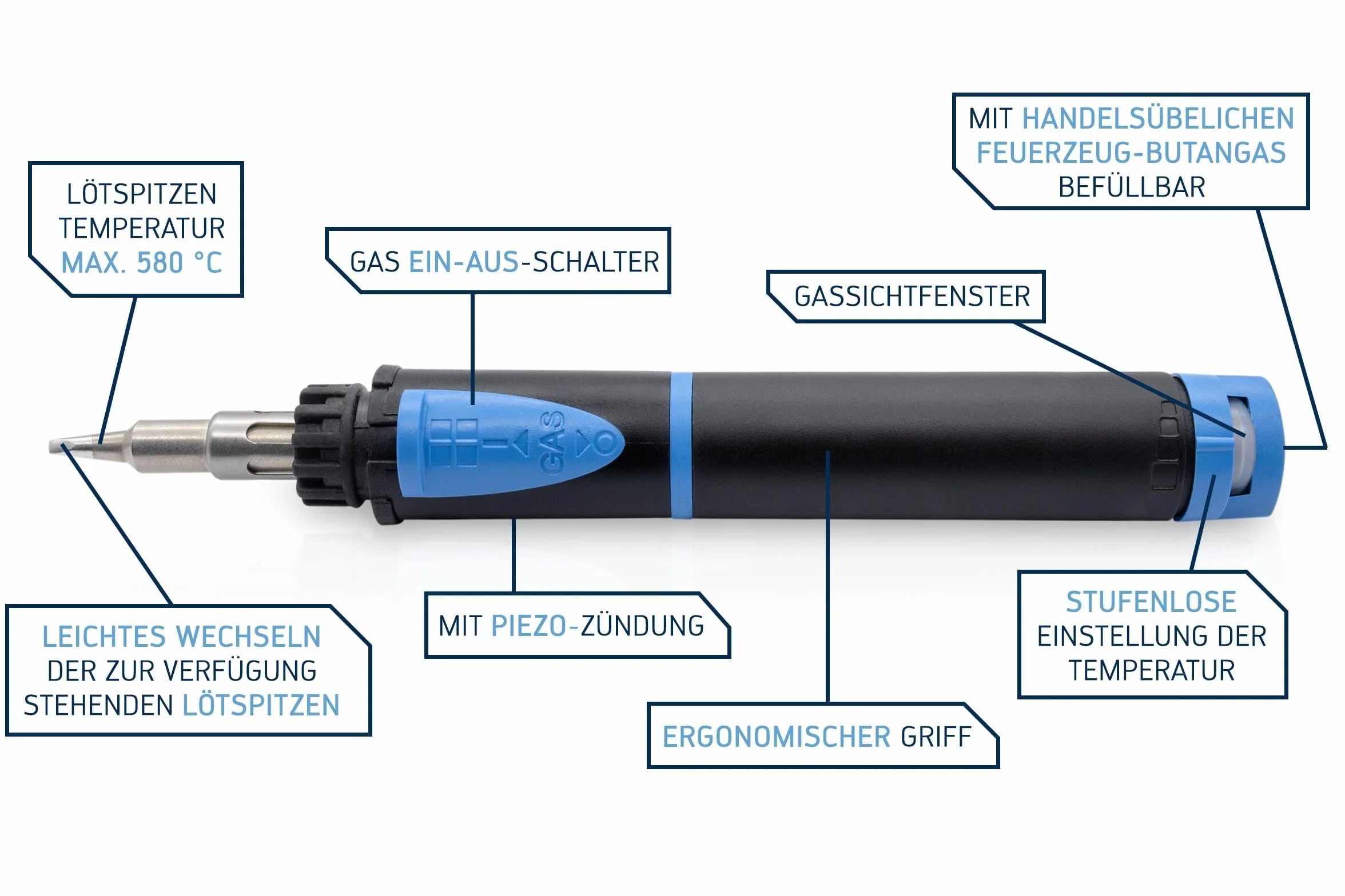Ersa, OG074000, Set per saldatura a gas 75 15-75W con accensione piezoelettrica