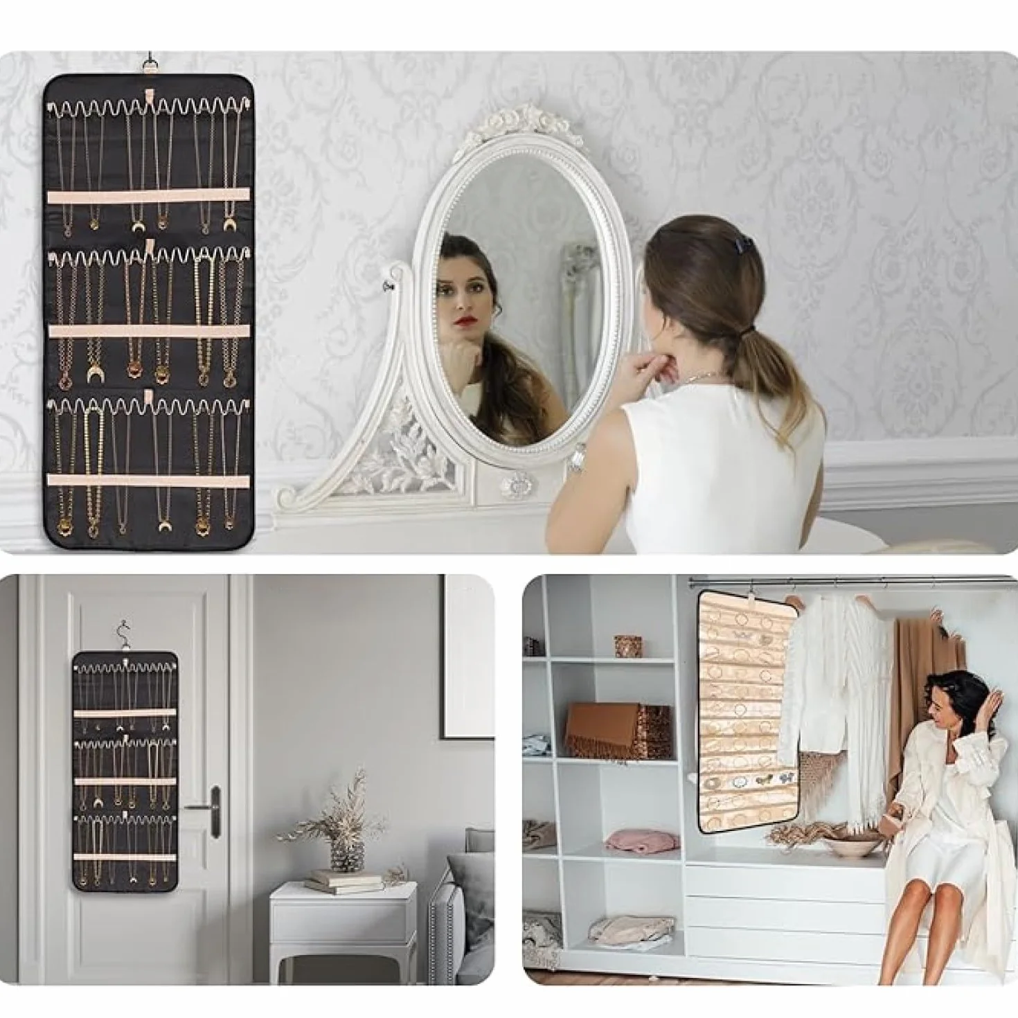 Jewelry Organizer per Armadio, Porta Orecchini da Appendere, Appendi Gioielli Donna Muro