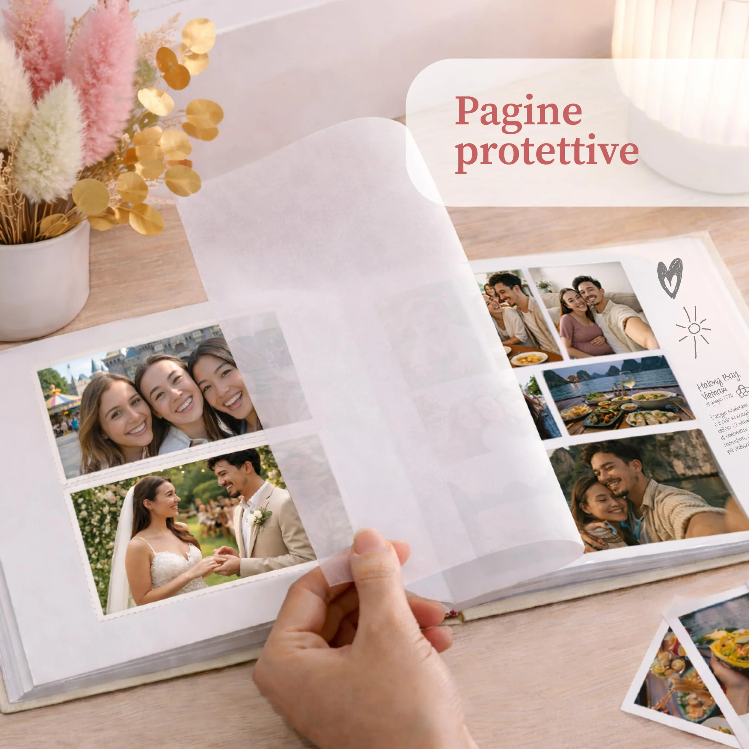Zenacolor Album Fotografico fai da te - Scrapbook in Lino 30x30cm Beige - 100 Pagine & Spazio per 500 Foto
