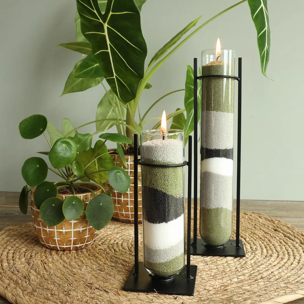 comforder Sabbia per Candele con Stoppini, Granelli di Cera, Kit Candele Fai da Te, Pearl Candle, 400 g Perle di Cera per Candele + 4 Stoppini (Verde Muschio)