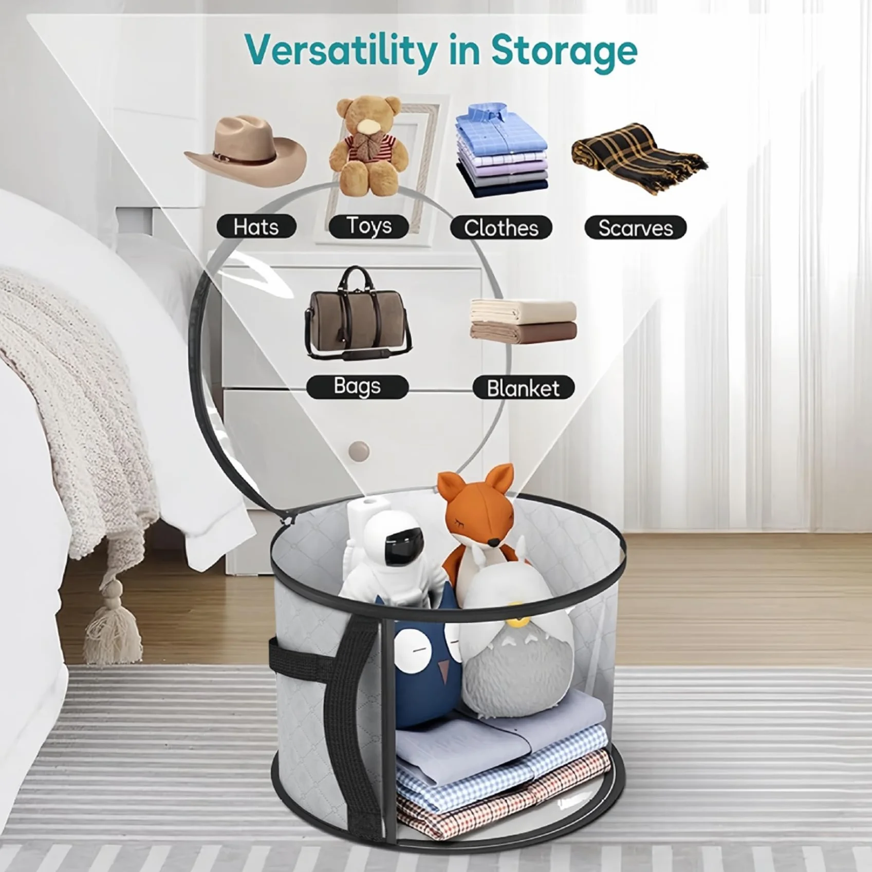 Cappelliera, Scatola per cappelli trasparente di grandi dimensioni con cerniera per riporre le donne, Organizer per cappelli con maniglia portatile per l'organizzazione dei viaggi e dell'armadio, G