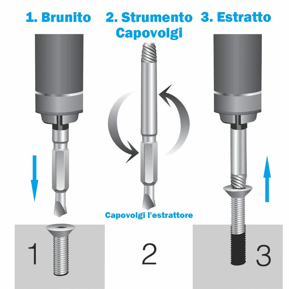 Estrattori Viti Danneggiate, [6 Pcs] Diyife Estrattore Viti, Estrattore Viti Spanate, Dispositivo Di Rimozione Bullone Rotto In Acciaio H.S.S 4341# per Danneggiati/Spellati