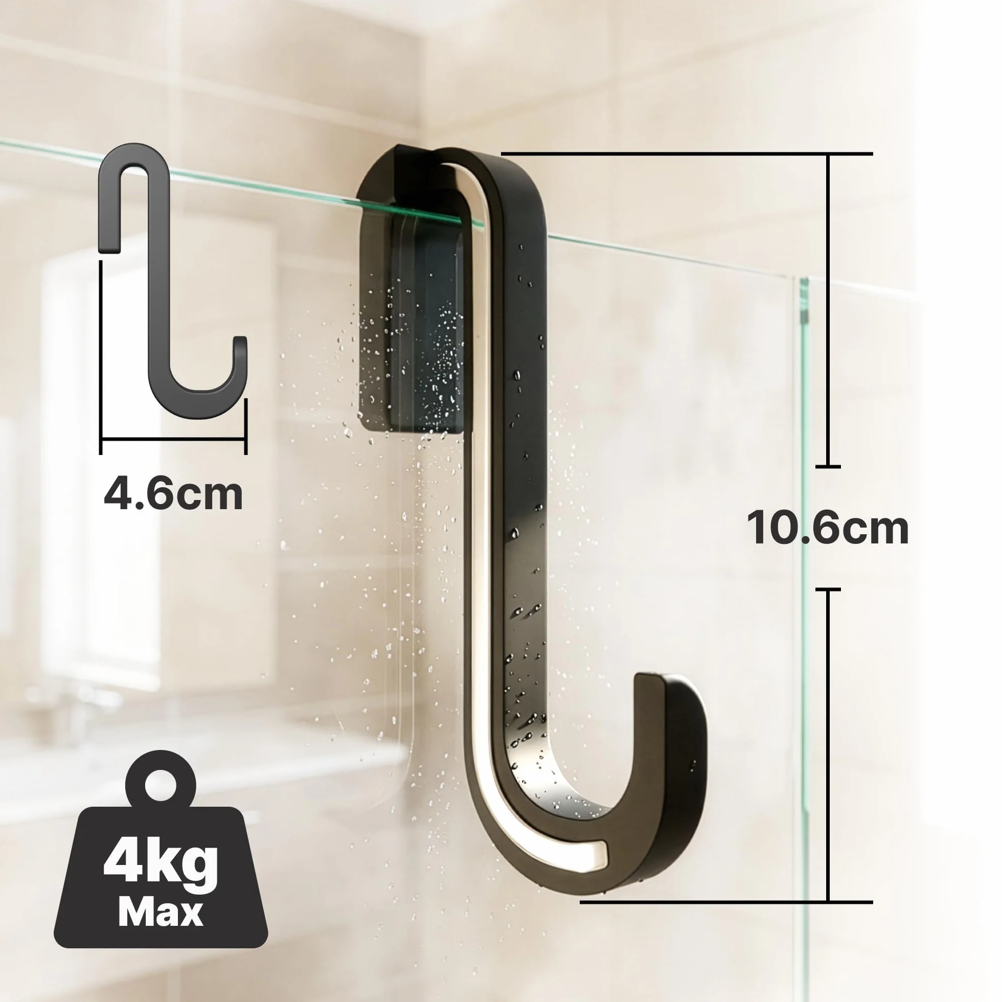 Ganci in Silicone da Appendere per Porte Doccia in Vetro Senza Telaio, Set da 2