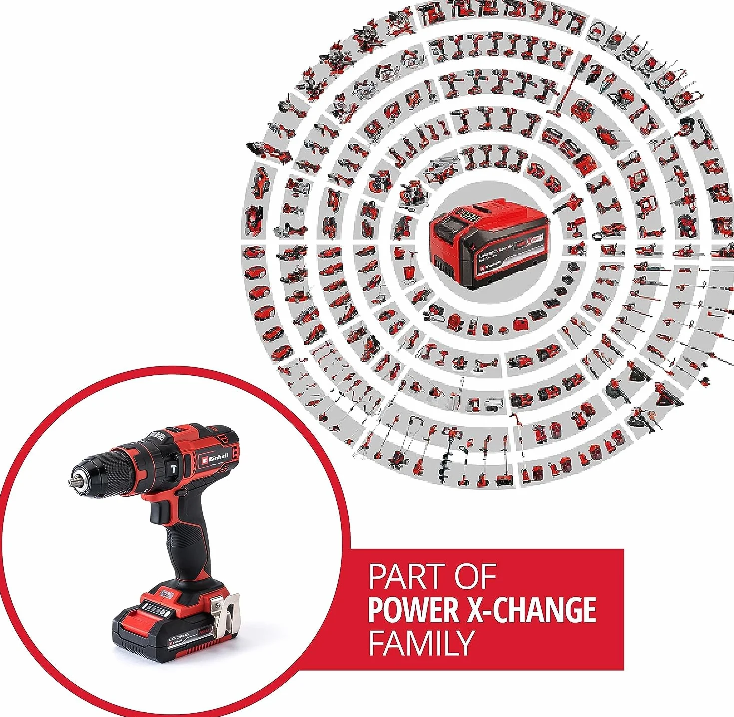 Einhell Set trap. percuss. batt. TE-CD 18/40 Li-i +64 (2x2,0 Ah) PXC (ioni di litio, 18 V, 40 Nm, sist. elettr. regolaz. giri, trasmis. 2 vel., max. 24.000 min-1, con batterie, caricabat. e accessori)