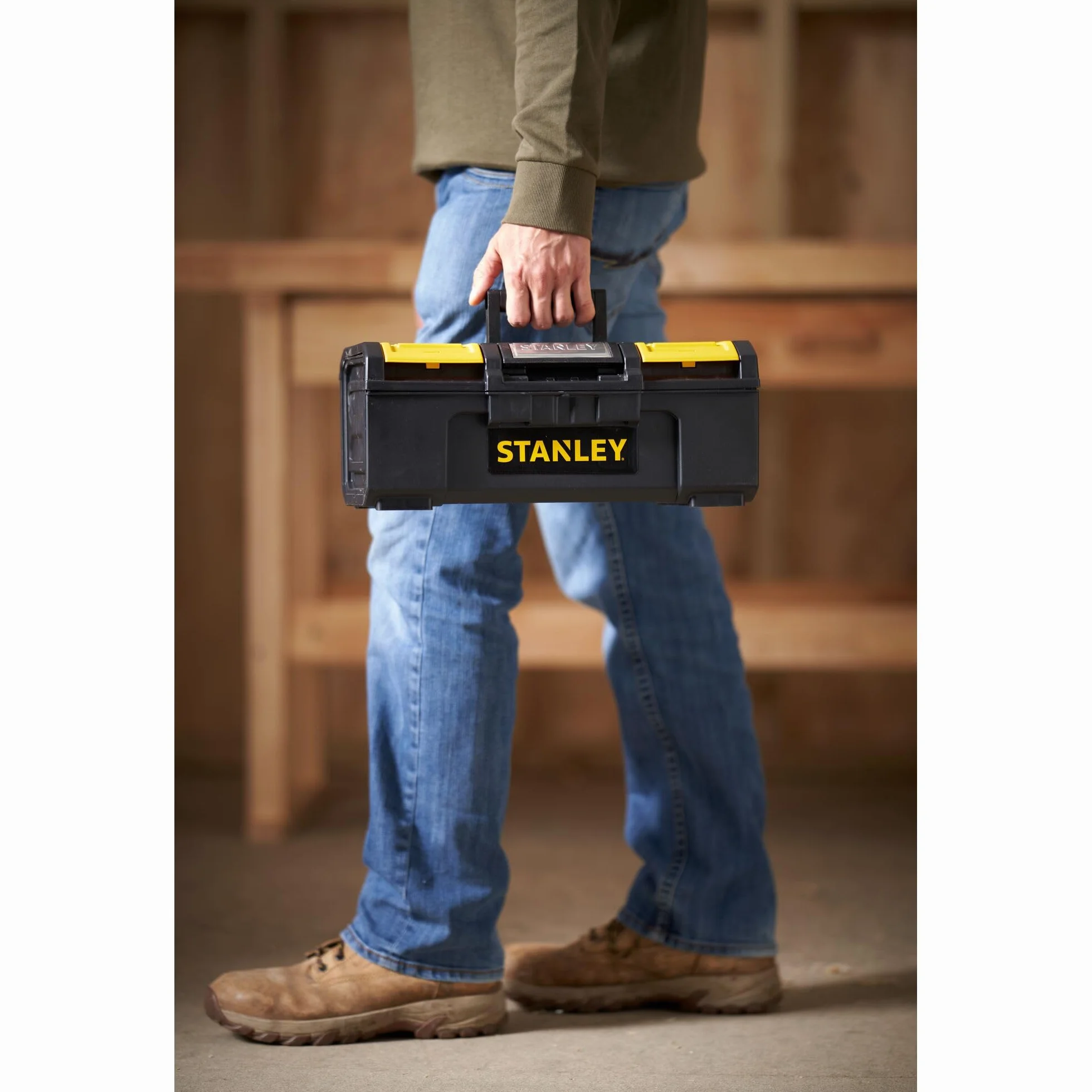 STANLEY Cassetta Porta Attrezzi 16" One-Touch con Vassoio Estraibile, Compatta e Durevole