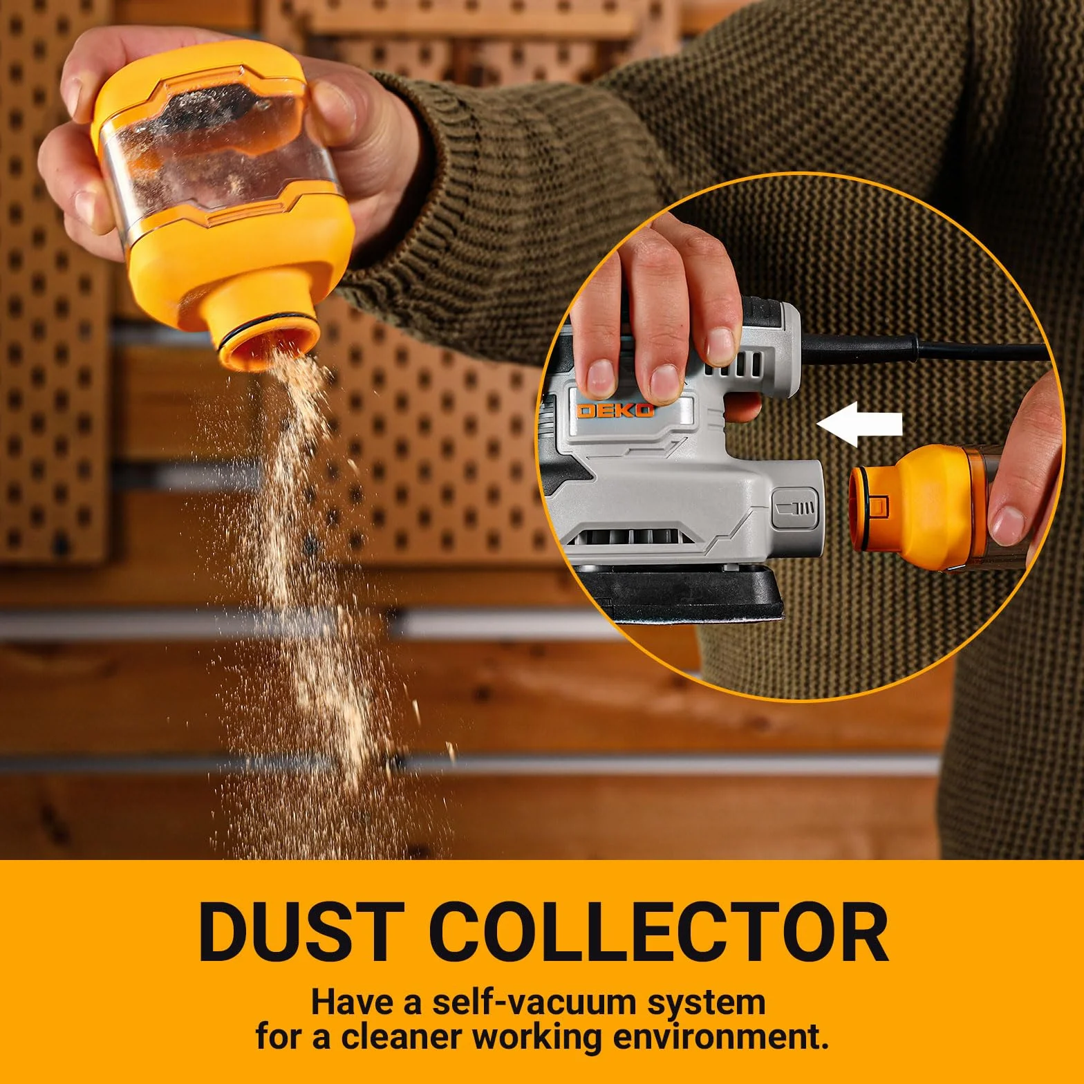 DEKOPRO 180W Levigatrice Mouse Elettrica 13000 RPM 15 Carte Abrasive per Legno