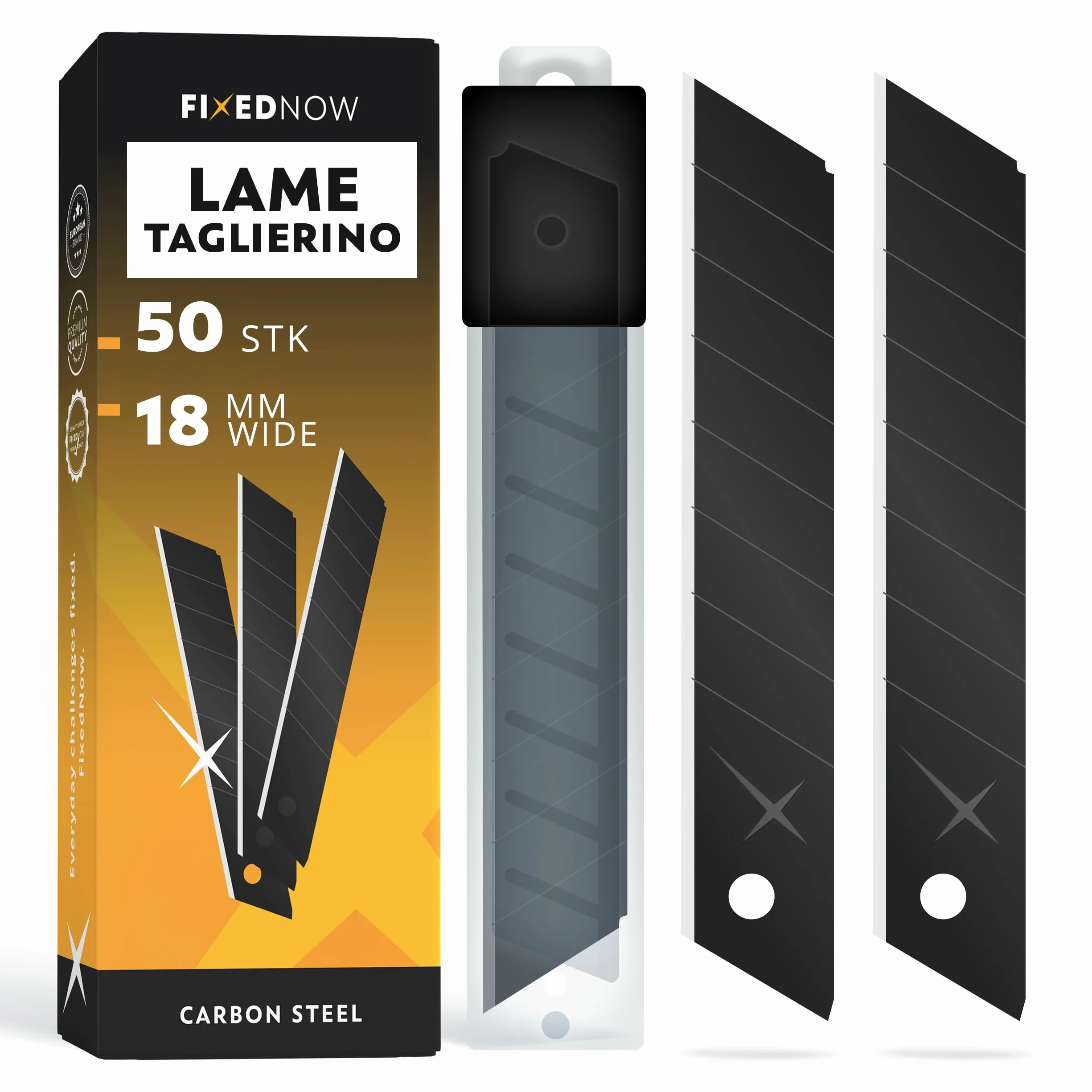 50 x Lame Taglierino 18 mm in acciaio al carbonio giapponese extra affilate - Lame Cutter 18mm di Ricambio per Taglierini e Cutter - Lame per Taglierino di Precisione
