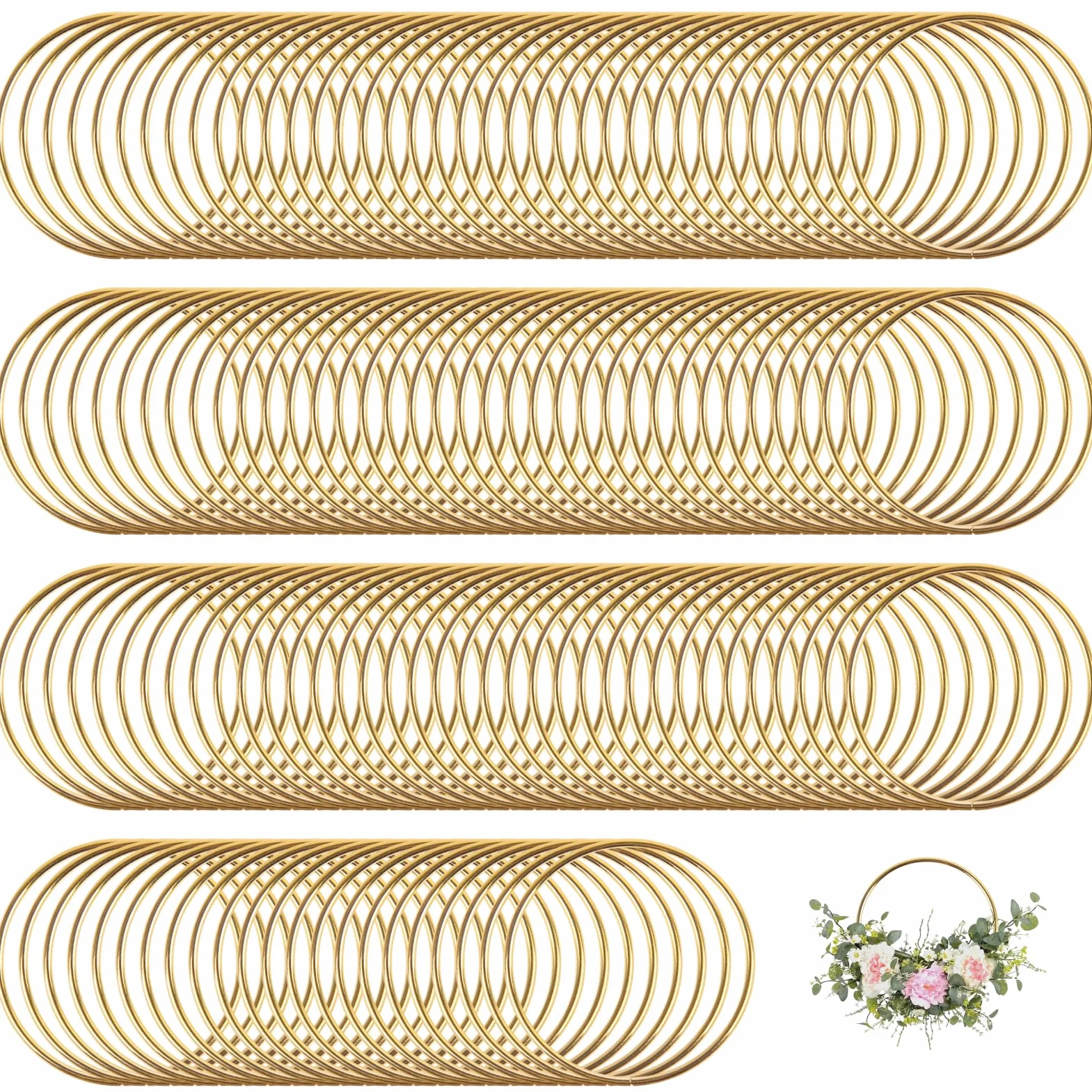 Flewdart 60pcs anelli in metallo 7,5 cm, cerchi metallo oro per artigianato floreale, macramè, acchiappasogni