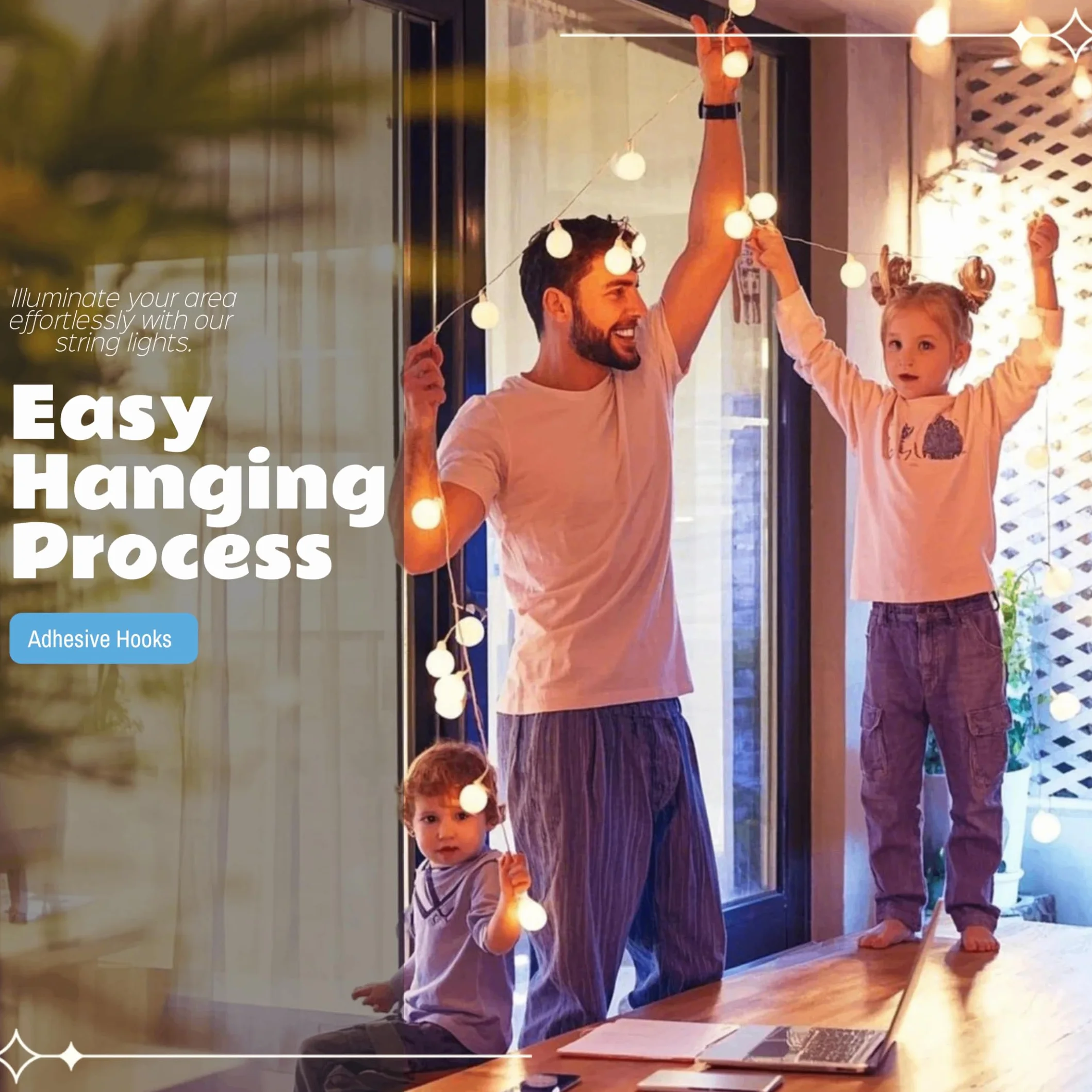 25 pezzi di Appendini per Luci Estive con Strisce Adesive – Impermeabili, Resistenti ai Raggi UV, Senza Danni, Clip con Installazione Senza Utensili per Natale, Patio, Garden, Balcony