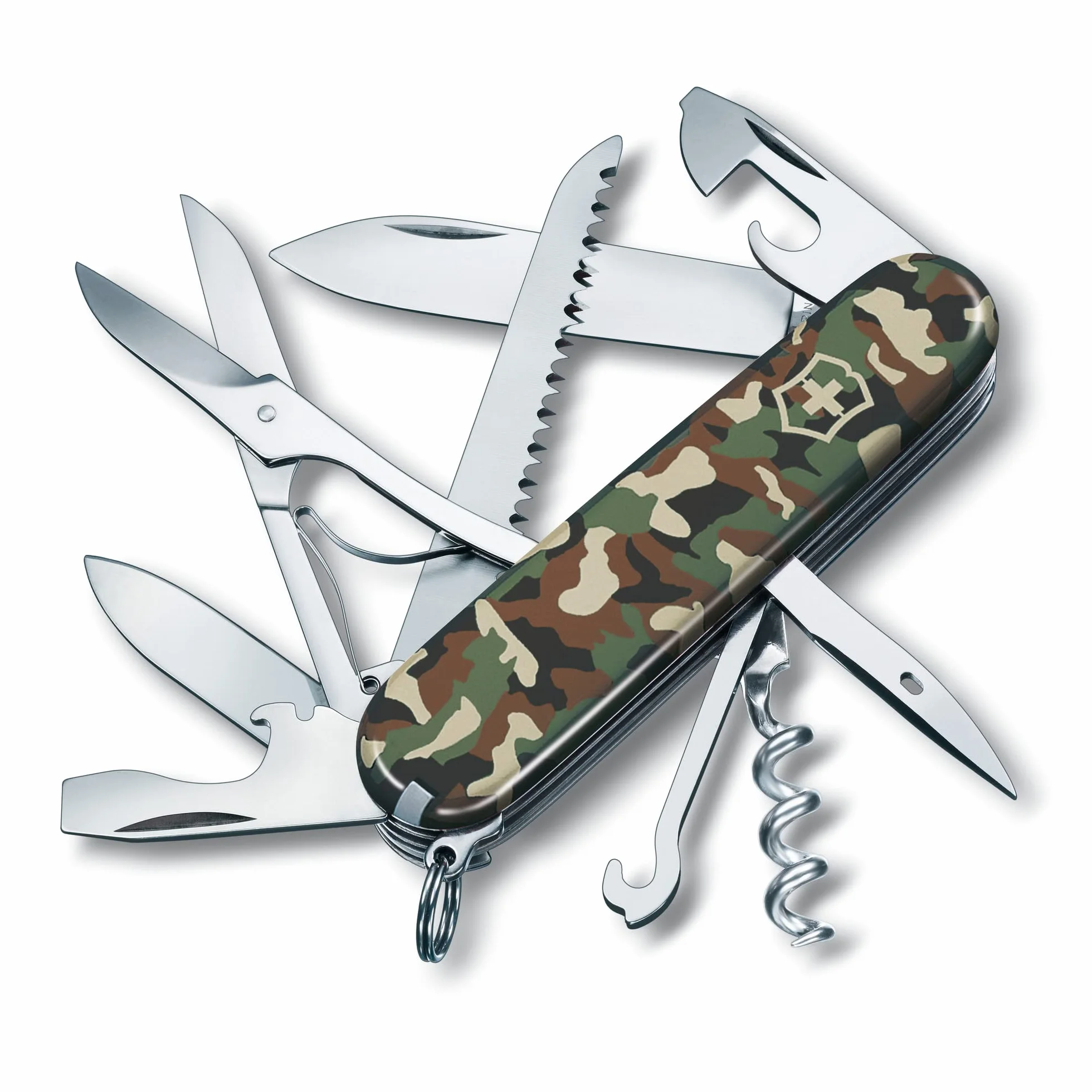 Victorinox, Huntsman, Coltellino Svizzero, Originale, Multiuso, Campeggio, 15 Funzioni, Lama, grande, Cavatappi, Camouflage
