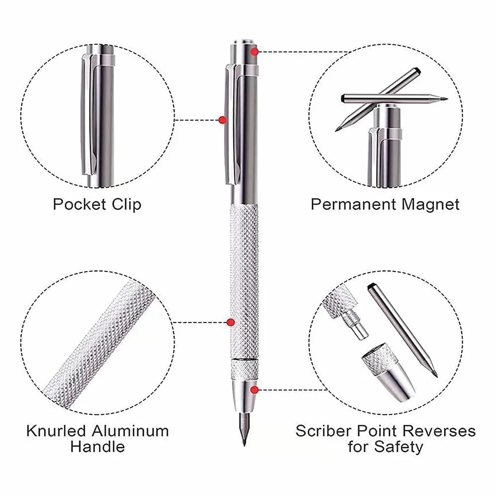 3Pack Metallo Carburo di Tungsteno Scriber Punta In Carburo di Tungsteno Scriber Scribe Tool con, con 20 Punte di Marcatura di Ricambio per Vetro/Ceramica/Acciaio Temprato