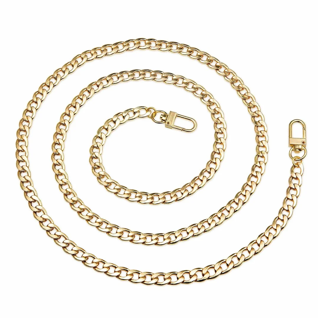 WeddHuis Catena per Borsa in Metallo, Tracolla per Borse, Sostituzione Cinghia a Spalla, Corta per Borsa a Mano, per Portafoglio Con Fibbie (100 cm, Dorato)