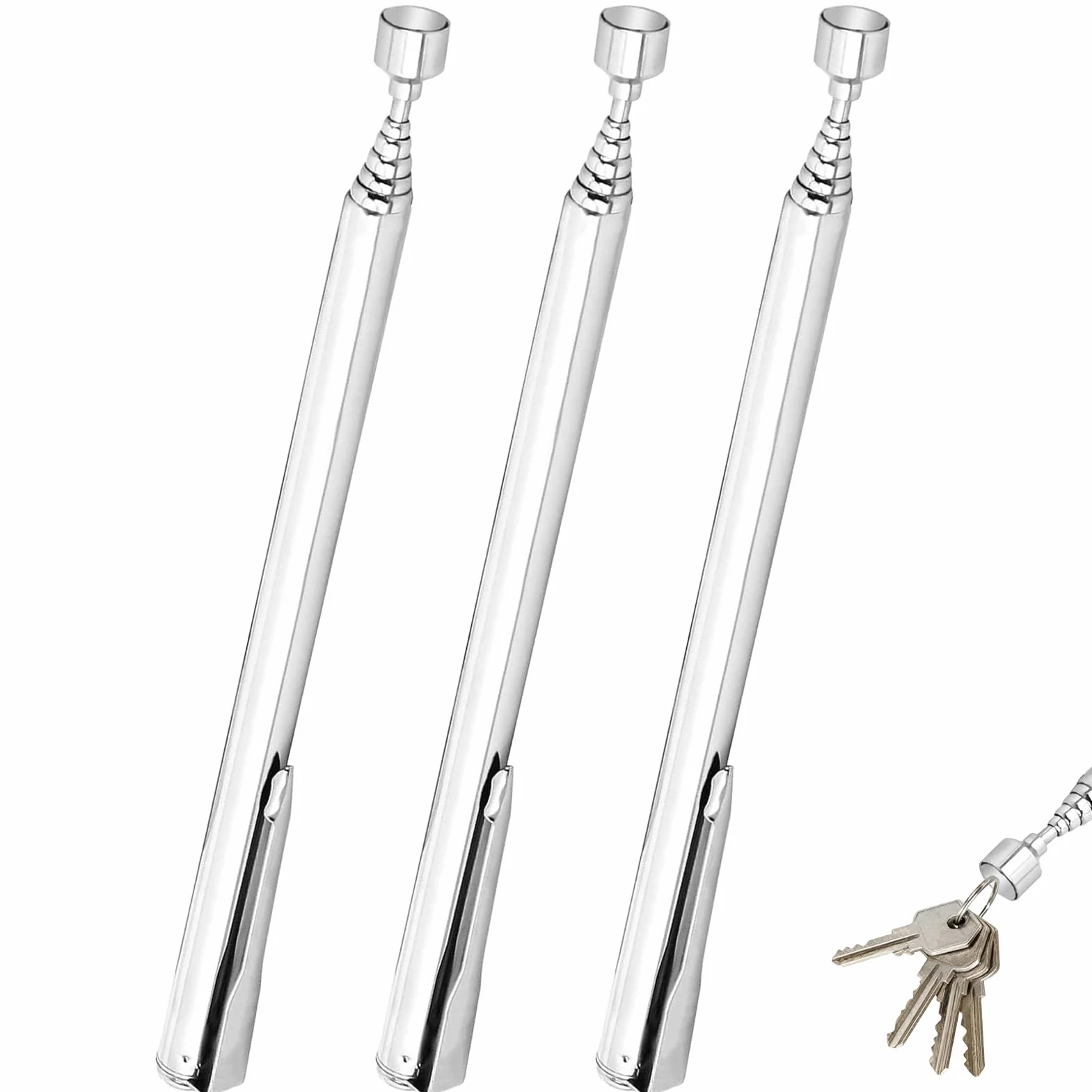 3 magneti telescopici in acciaio inox, estensibili fino a 64 cm, asta telescopica magnetica per bulloni, dadi, viti, parti metalliche