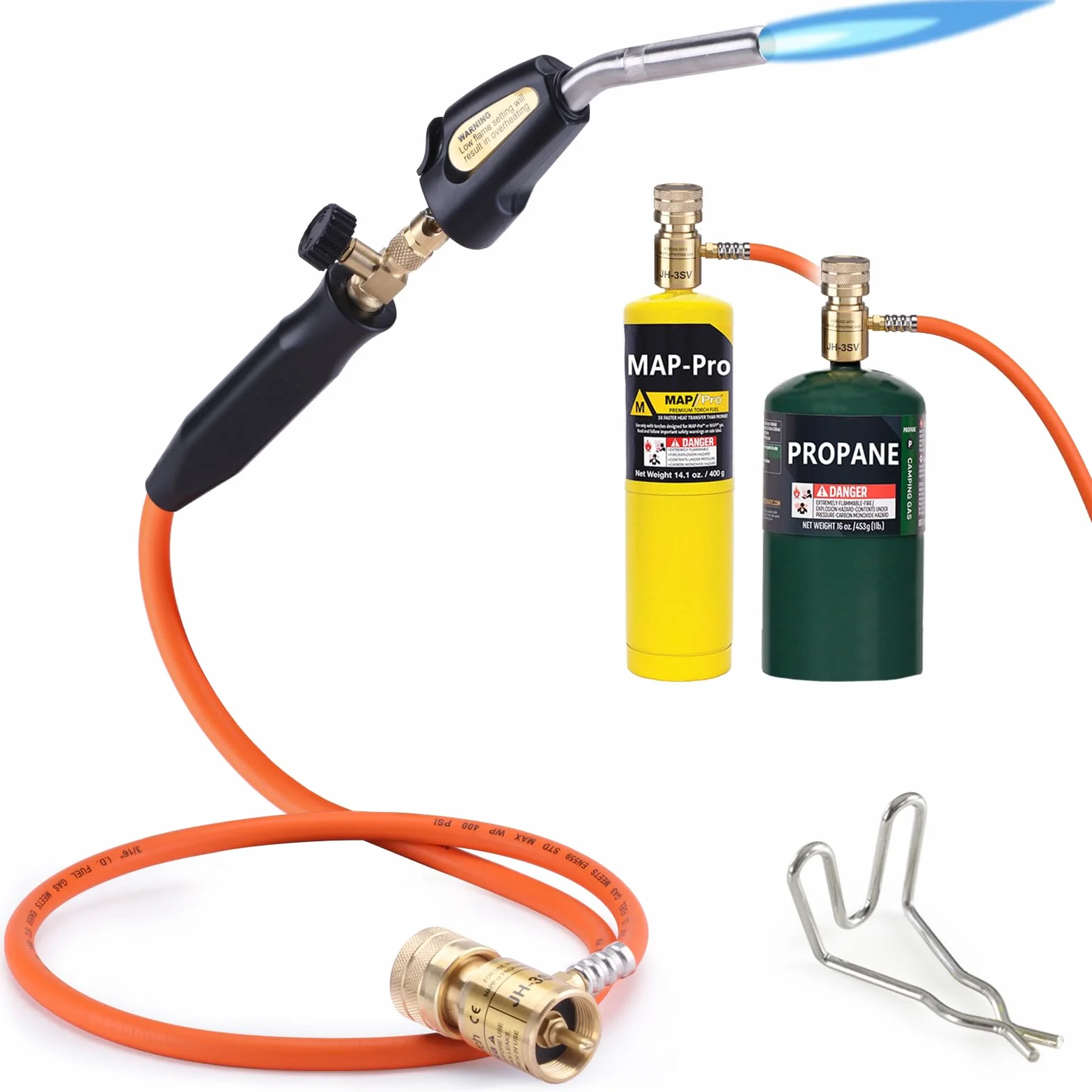 Testa della torcia a propano, torcia a gas Mapp con tubo da 3,6 piedi e regolazione del flusso, saldatura saldata, barbecue, torcia del carburante di Propane Mapp Map Pro Gas