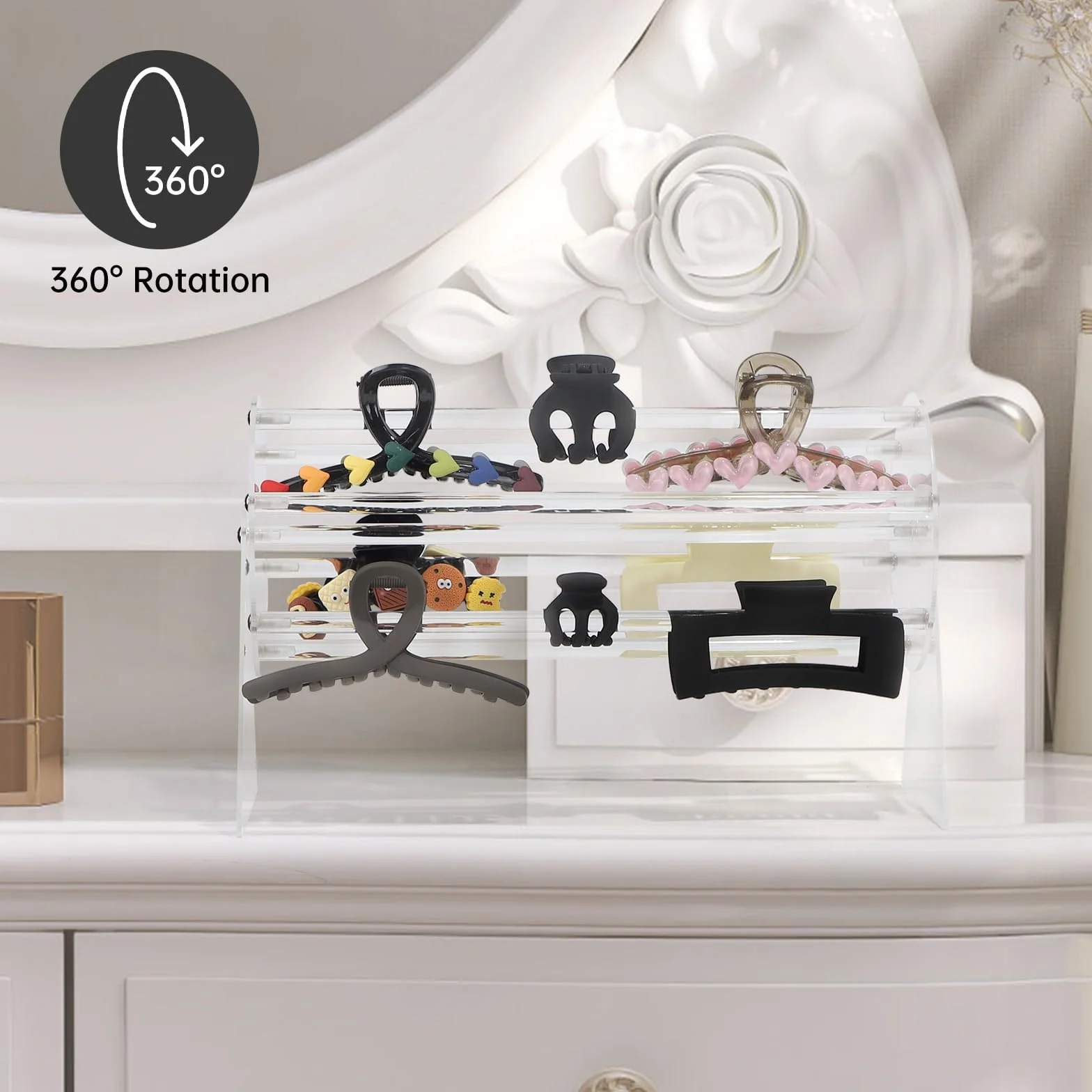 Lalago Porta Cerchietti Per Capelli 360 Gradi Rotante Organizer Fermagli Supporto Espositori