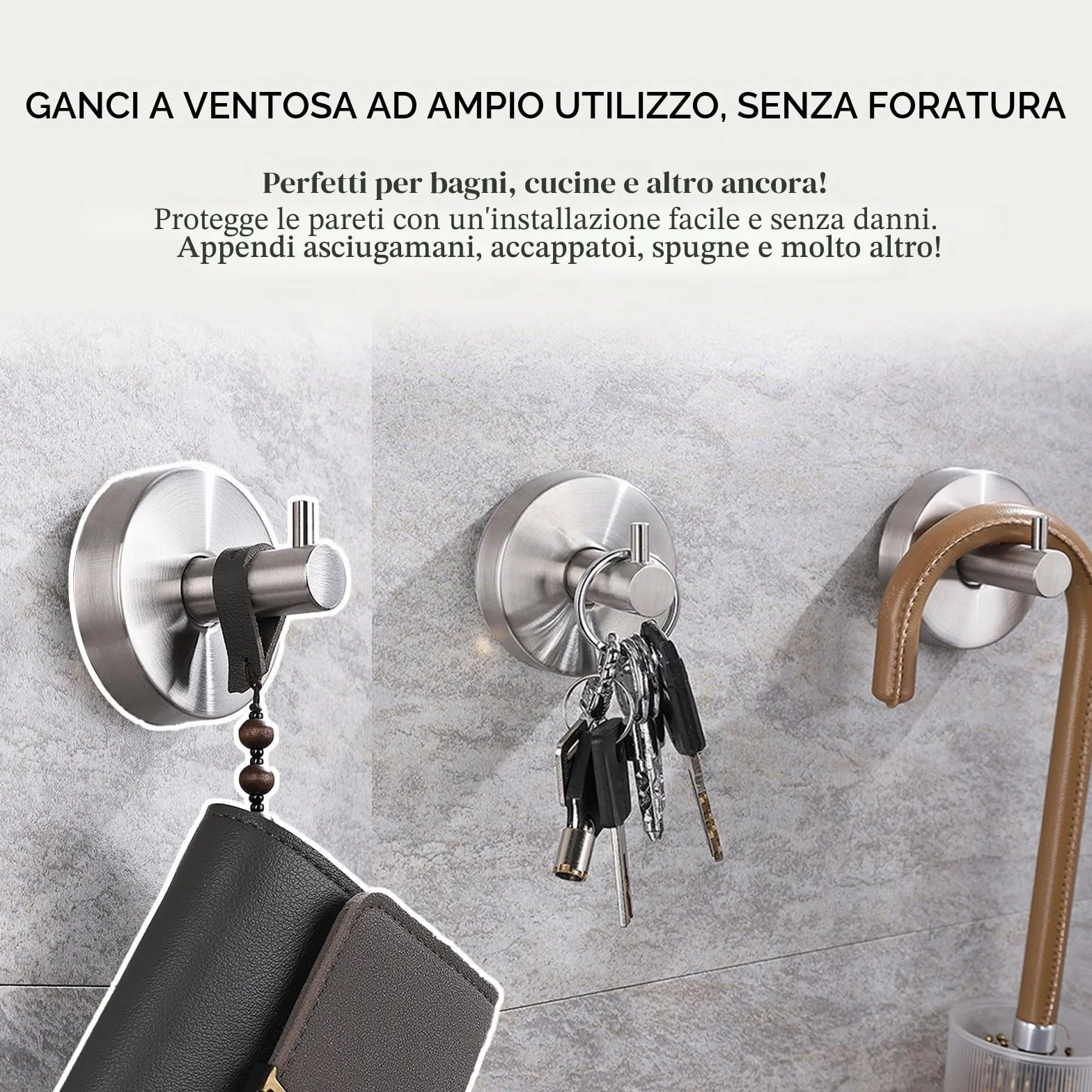 Gancio Ventosa Per Doccia 7 Kg 2 Pezzi Porta Asciugamani Bagno