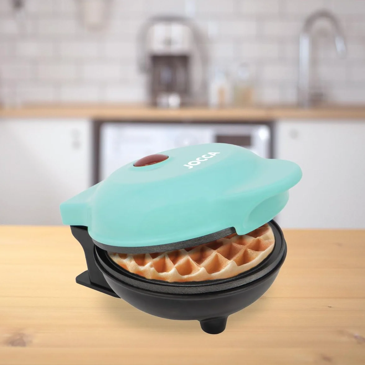 Jocca Macchina per Waffle Rotonda 500W Piastre Antiaderenti Display LED Cool Touch
