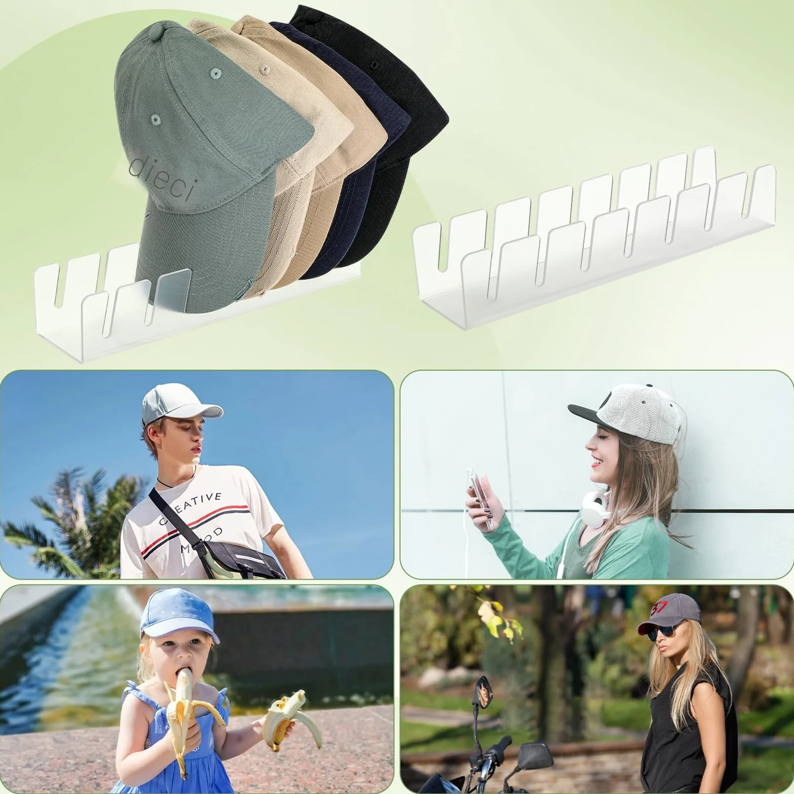 Kasanni 2 pezzi porta cappelli Acrilico organizer per cappelli da baseball da armadio