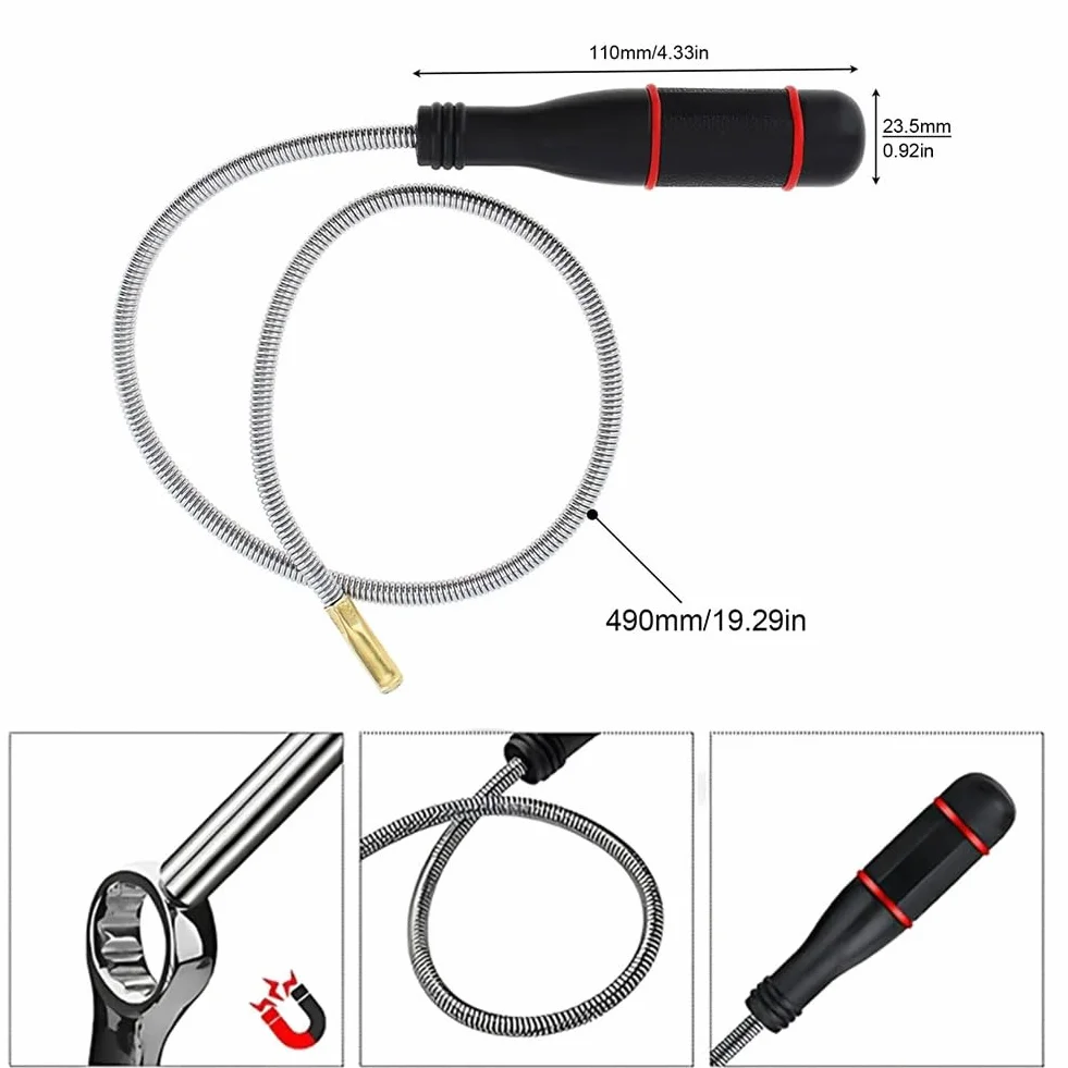 Sollevatore Magnetico Flessibile,Strumento Magnetico Portatile Pick Up,Calamita Flessibile,60 cm Strumento Presa Magnetica Flessibile,Utilizzato per raccogliere piccole parti,Chiavi,Oggetti metallici
