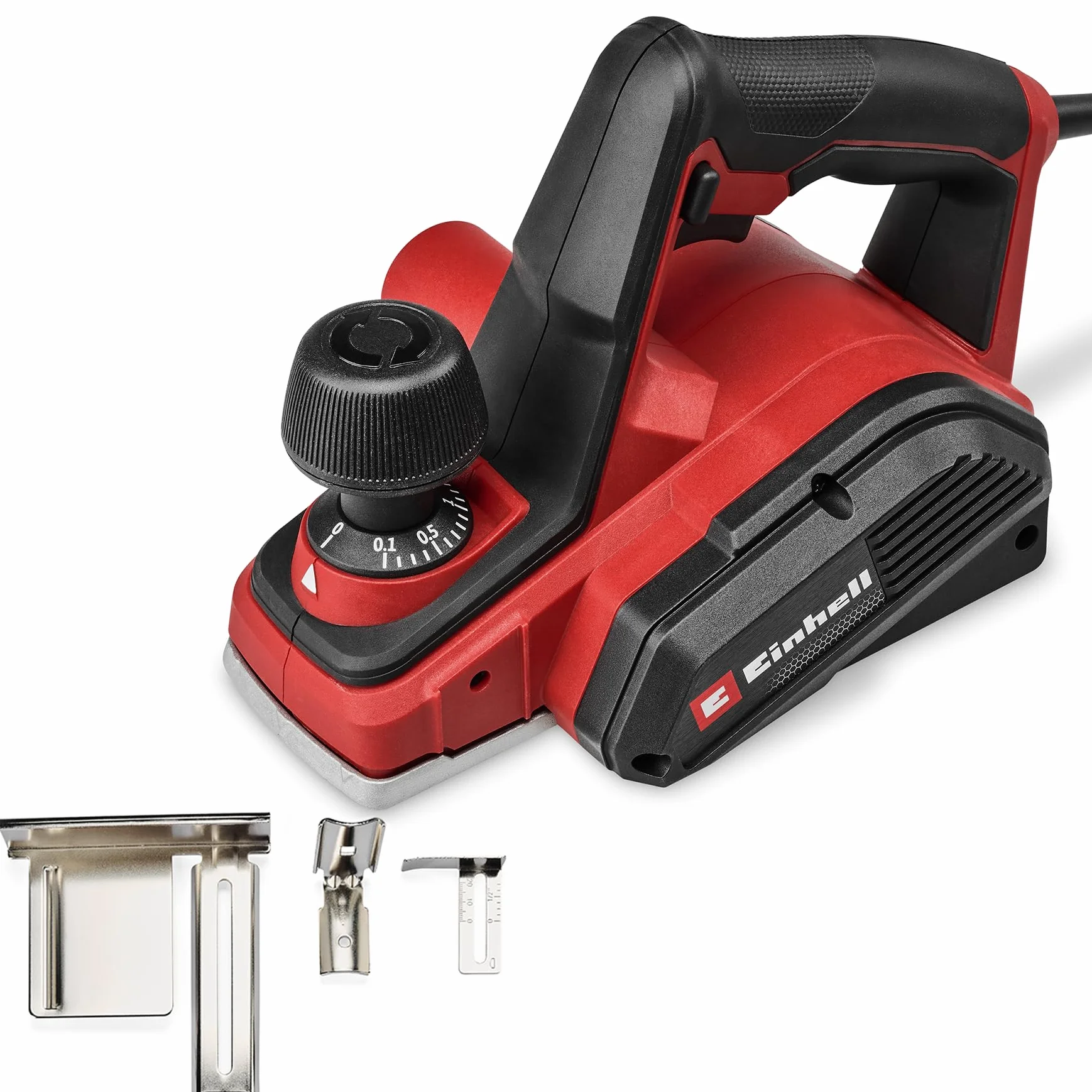 Einhell Pialla elettrica TC-PL 800 (800 Watt, largh. 82 mm, prof. sgrossatura fino a 2 mm, battuta profonda/parallela, pattino parcheggio, adatt. aspirazione, incl. 2 lame reversibili in metallo duro)