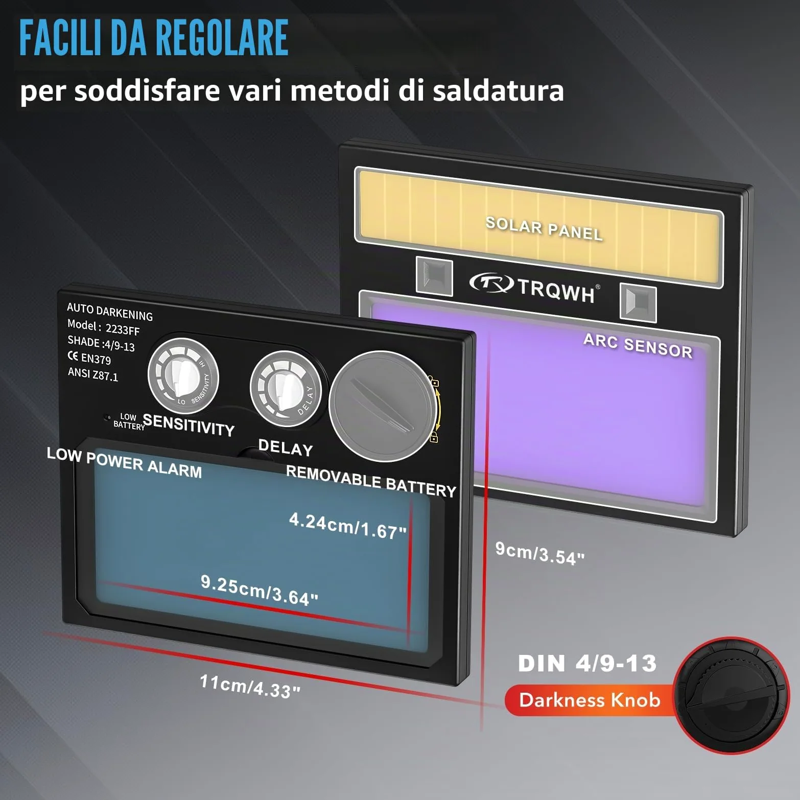 TRQWH Casco di saldatura auto-oscurante e accessori