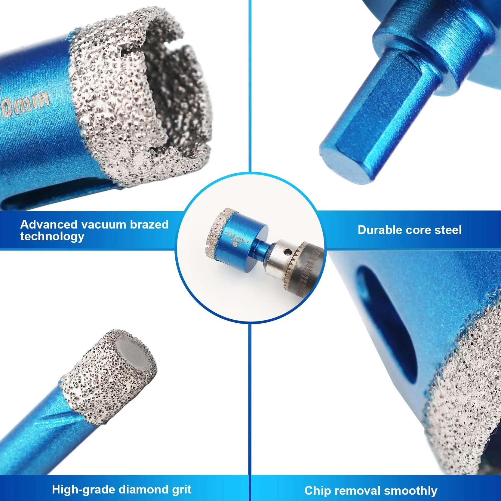 Punte Trapano Diamantate 6/8/10/20/25/28/32/35/50/65mm-BRSCHNITT foretto diamantato per Gres Porcellanato Piastrelle Ceramica granito Marmo