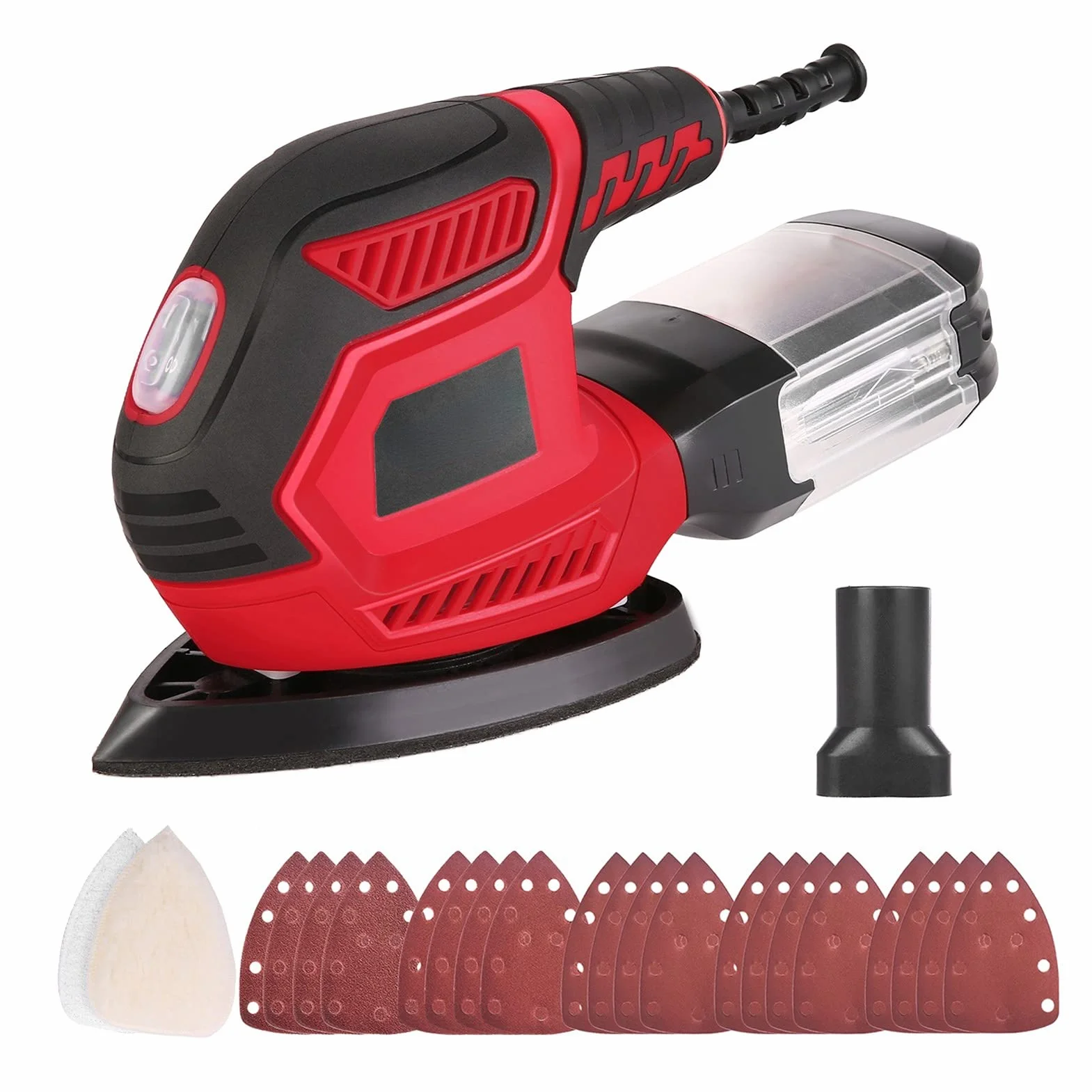 Levigatrice 200W 14000 RPM Multifunzione Levigatrice, 1 Scatola Della Polvere, 3 Tamponi per la Pulizia Della Lucidatura, 1 Tubo di Collegamento Dell'aspirapolvere, 20 Carte Abrasive