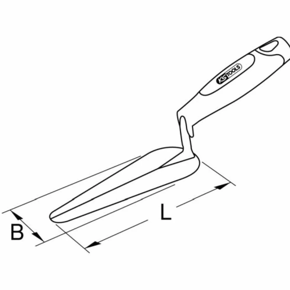 KS Tools 144.0232 Cazzuola a Lingua di Gatto, 140 mm, Impugnatura Bi-Componente