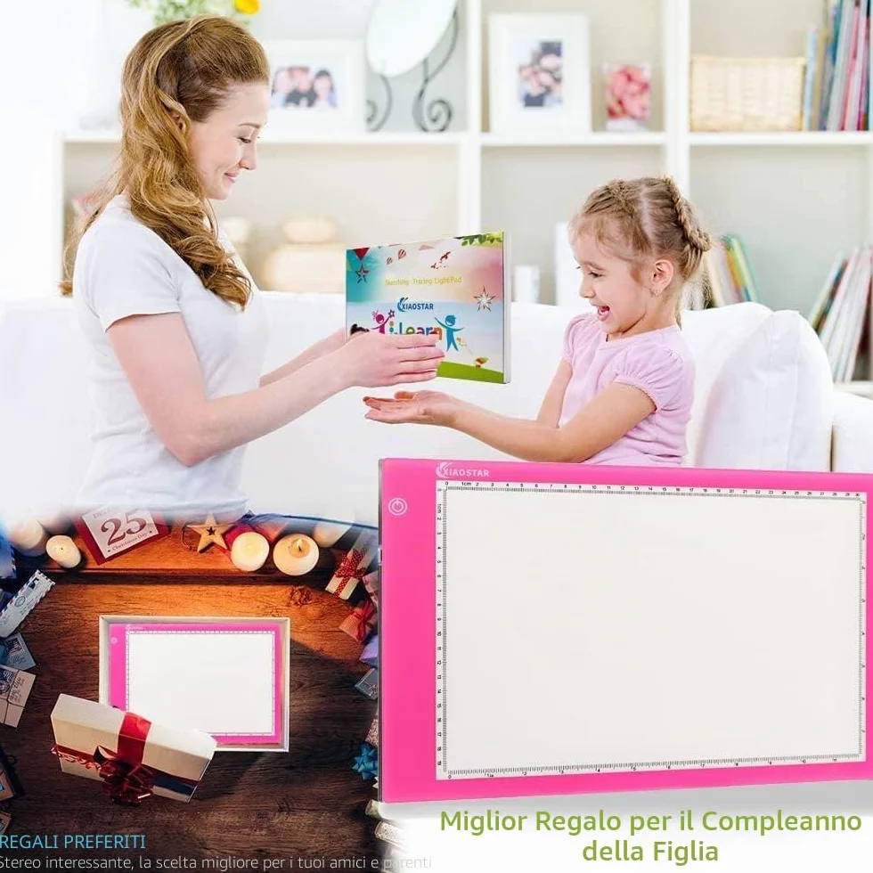XIAOSTAR A4 LED Tavoletta Luminosa Copia Board Super Sottile Light Box Disegno Pad Tavolo Tracciante Cavo Type-c interfaccia Luminosità Regolabile per Artisti .(rosso)
