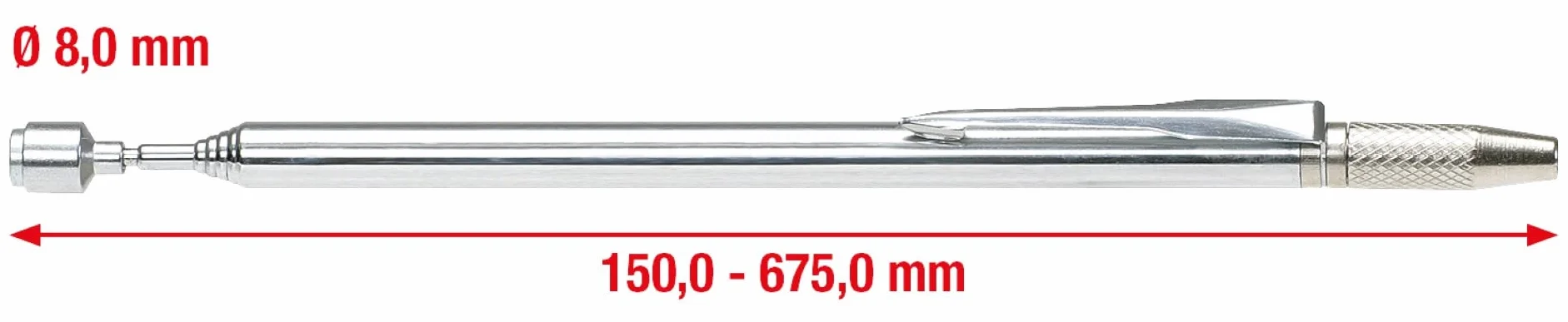 KS Tools 550.1001 Magnete Asta Telescopica 2 in 1 Fino a 0.5 Kg, con Ago di Pulizia, 150-675 mm