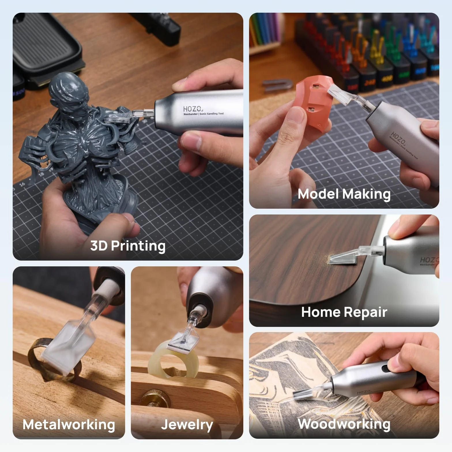 HOZO NeoSander Mini levigatrice elettrica multifunzione 13.000 spm per stampa 3D modellismo fai da te