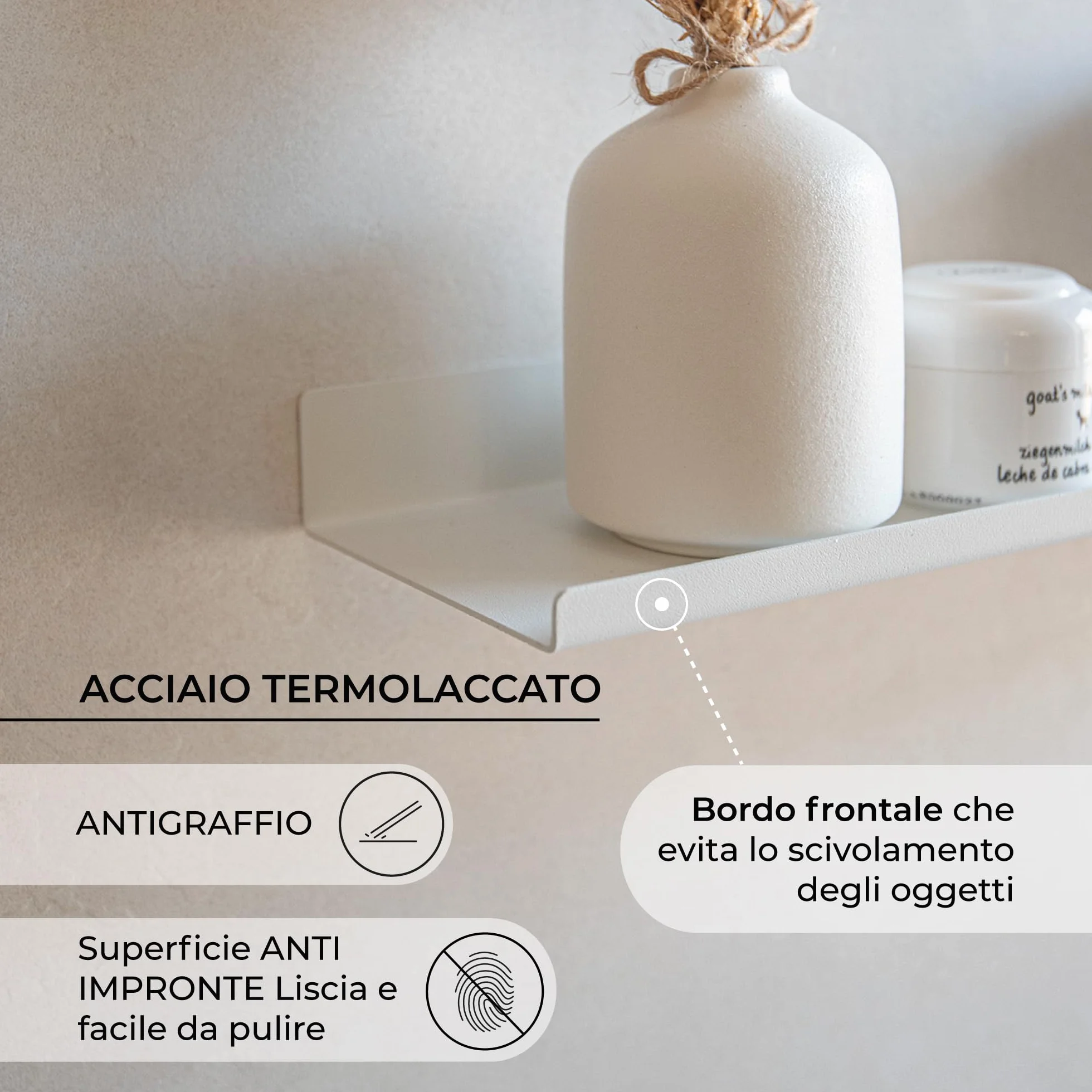 MILUKA Mensola da Muro Sospesa | Mensole da Parete Stretta in Metallo per Quadri, Cornici, libri e Spezie | Ripiano salvaspazio cucina, bagno, ufficio (2, Bianco, 70 x 10 cm)