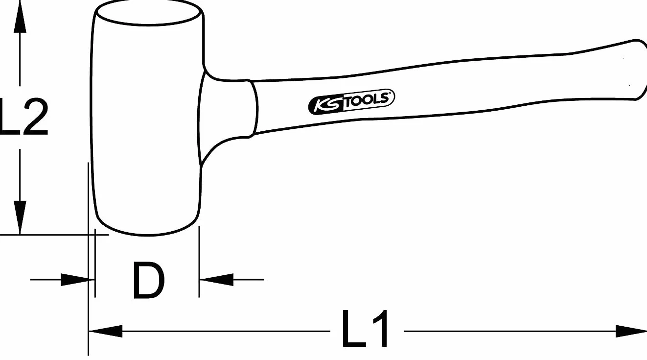 KS Tools 140.5258 Mazzuola in Gomma, Antirimbalzo, in Solido Poliuretano-Fibra di Vetro, Peso 1.540 G