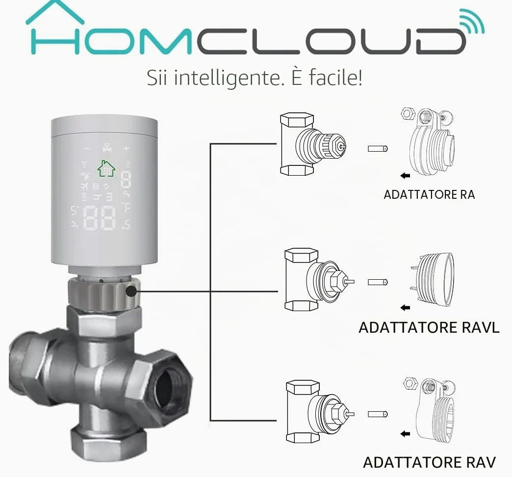 Confezione da 4 di Valvola termostatica digitale Smart per Radiatori, funziona con Zigbee, controllo da APP, Alexa o Google