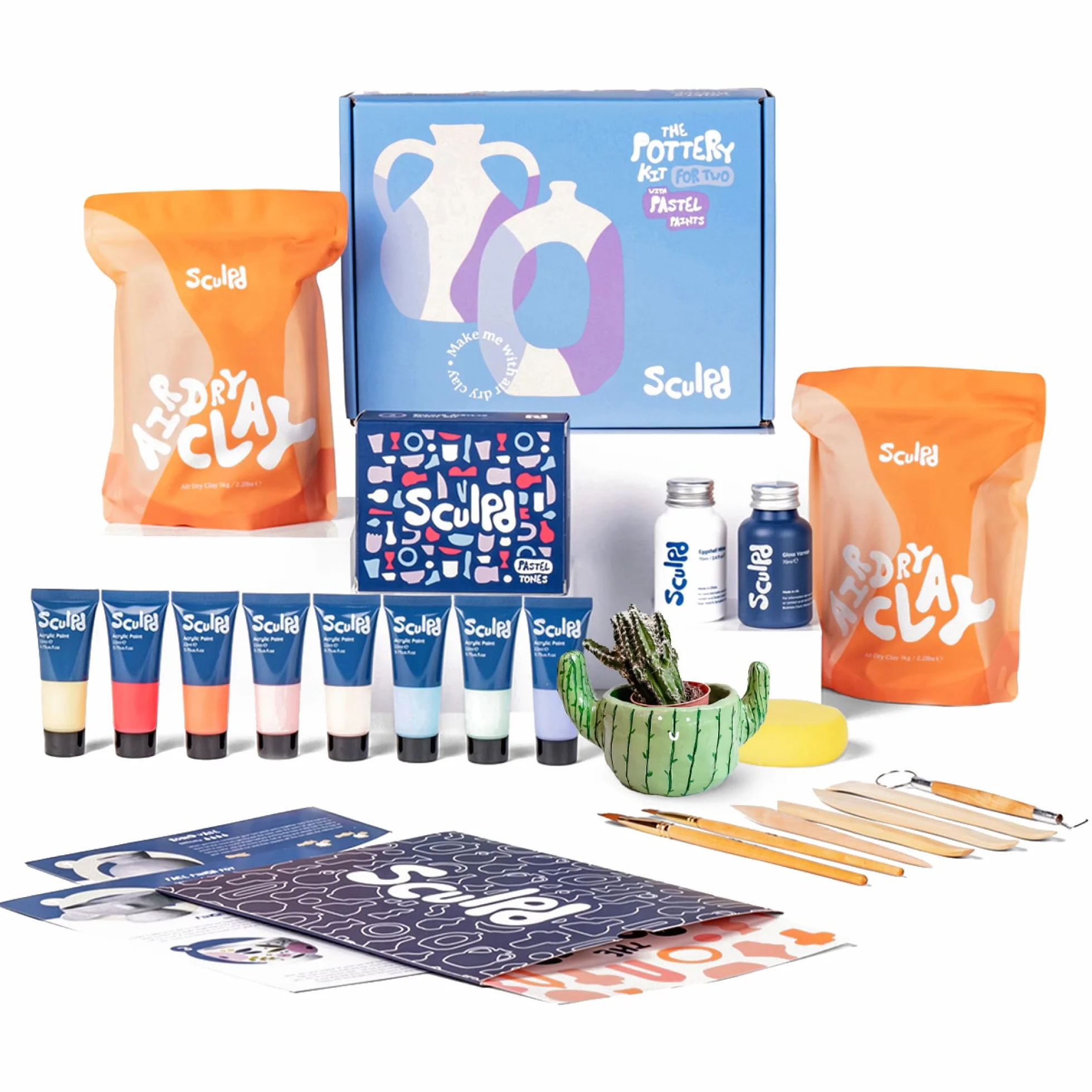 Sculpd Kit di ceramica per principianti con argilla ad asciugatura rapida, set di vernice e strumenti