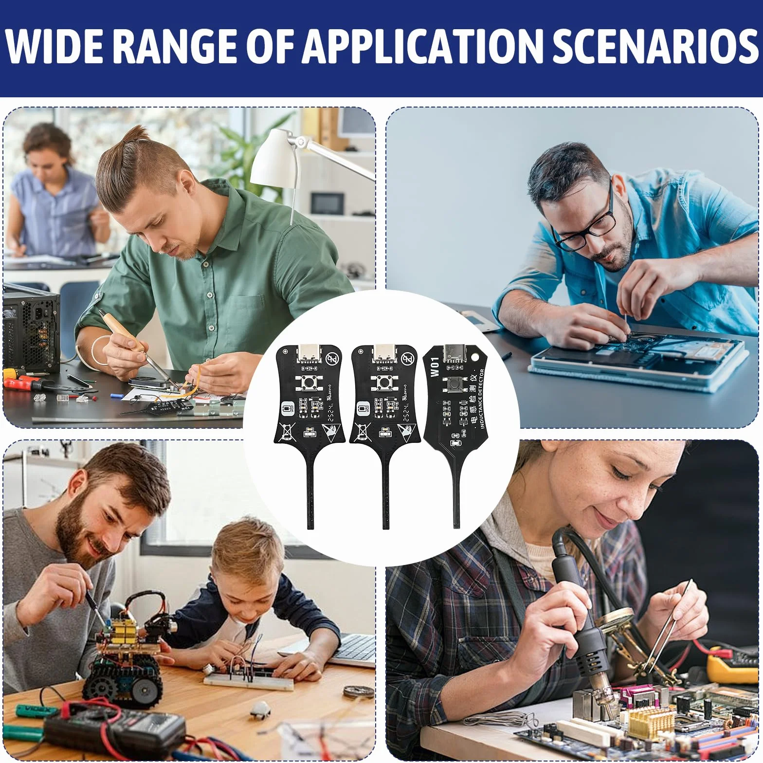 3 misuratori di induttività, tester di induttività, tester di induttività, dispositivi di prova portatili ad alta precisione per testare sensori elettromagnetici in dispositivi come telefoni, computer