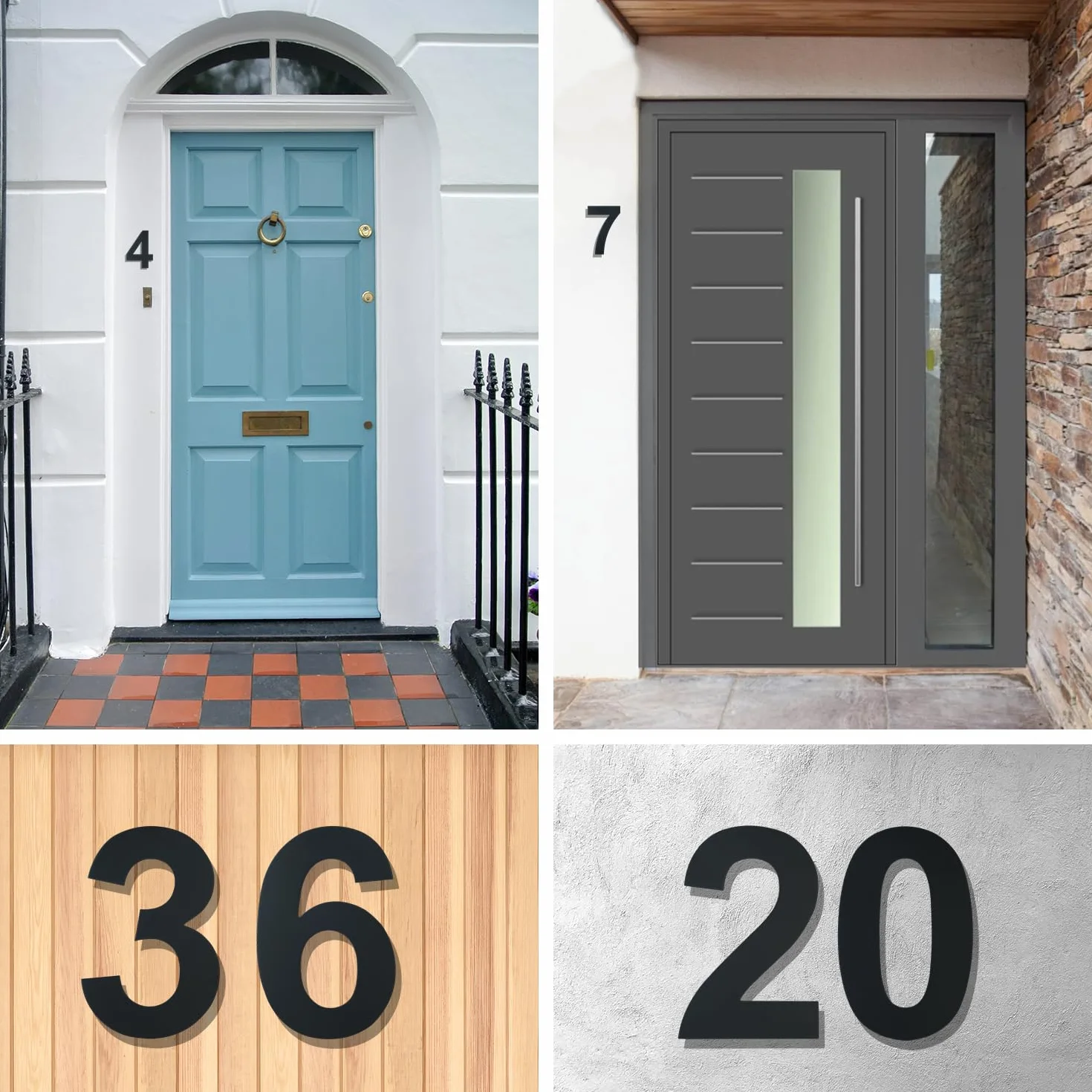 Casa moderna spazzolata numero 4 pollici, altezza 102 mm, acciaio inossidabile 304 massiccio, placcato nero (Numero 6/9 Sei/Nove)