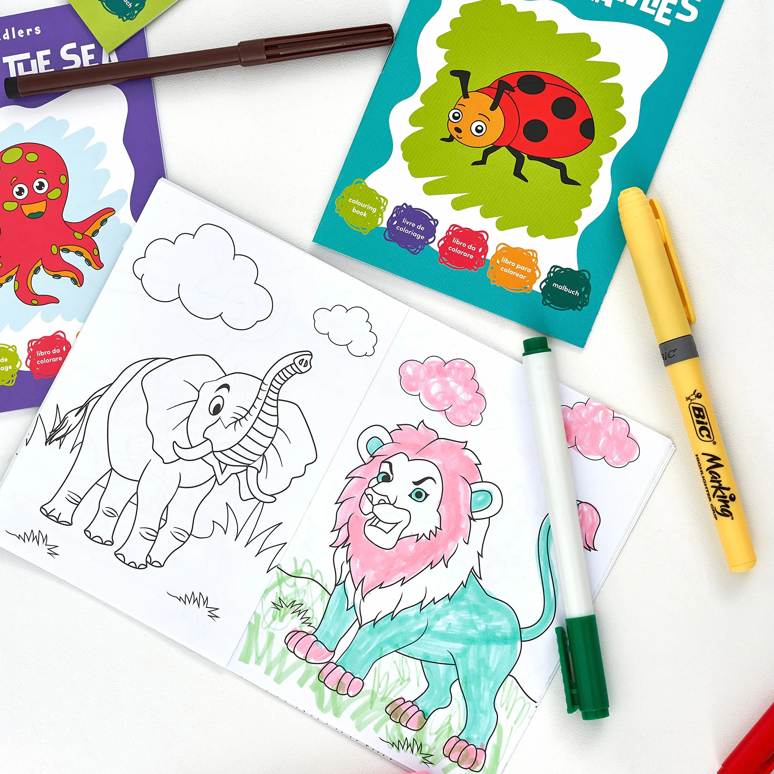 THE TWIDDLERS 24 Mini Libri da Colorare per Bambini A6, Disegni di Animali, Set Regalo Attività Artistiche