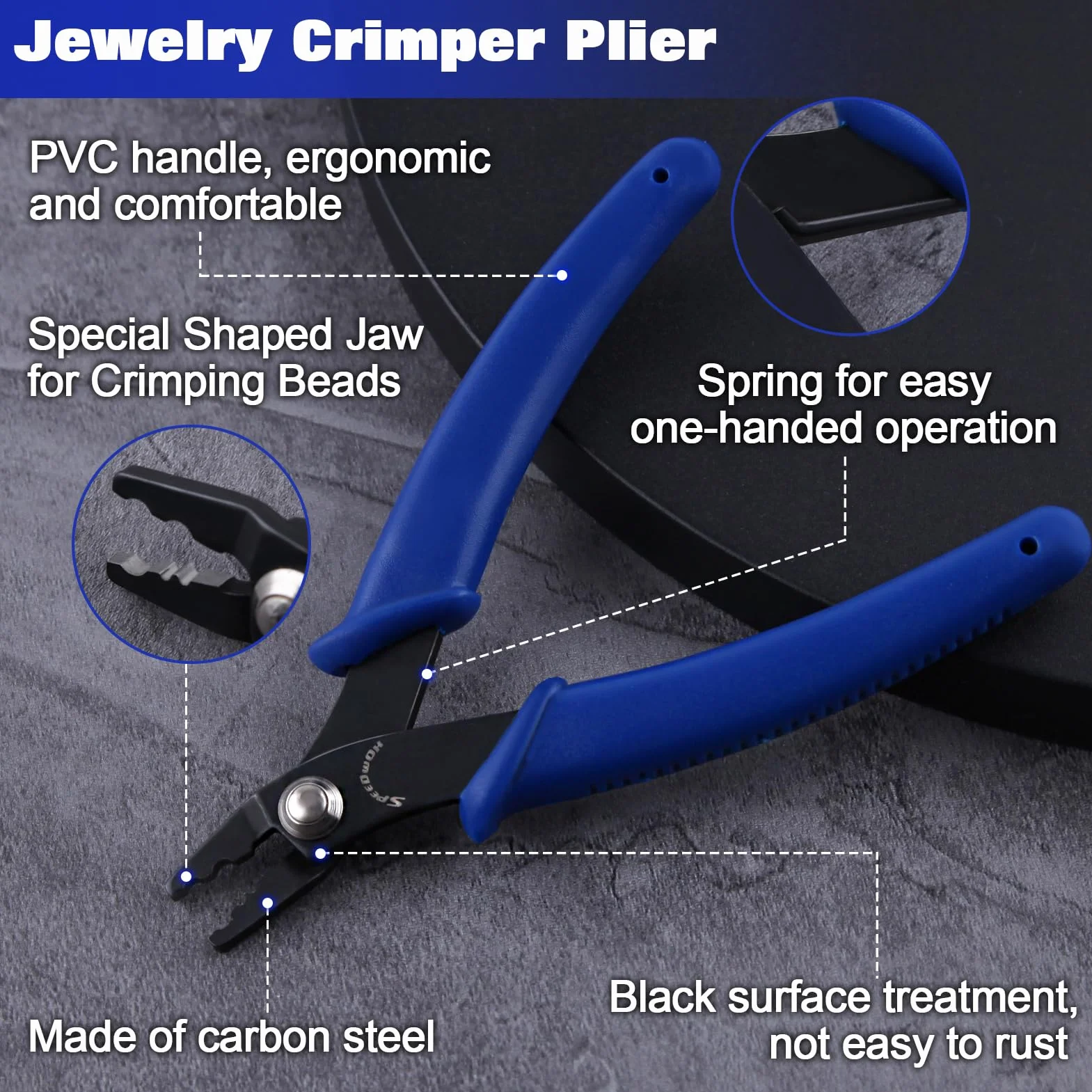 SPEEDWOX Pinza crimpatrice per perline Strumento per la creazione di gioielli da 5 pollici Mini pinze di precisione standard con testa dritta a molla multiuso gioielli fai da te perline Hobby