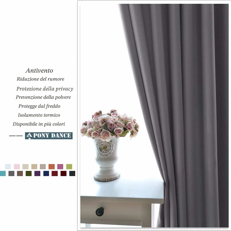 PONY DANCE Tende Oscuranti per Interni 2 Pezzi L 140 x A 240 cm Grigio