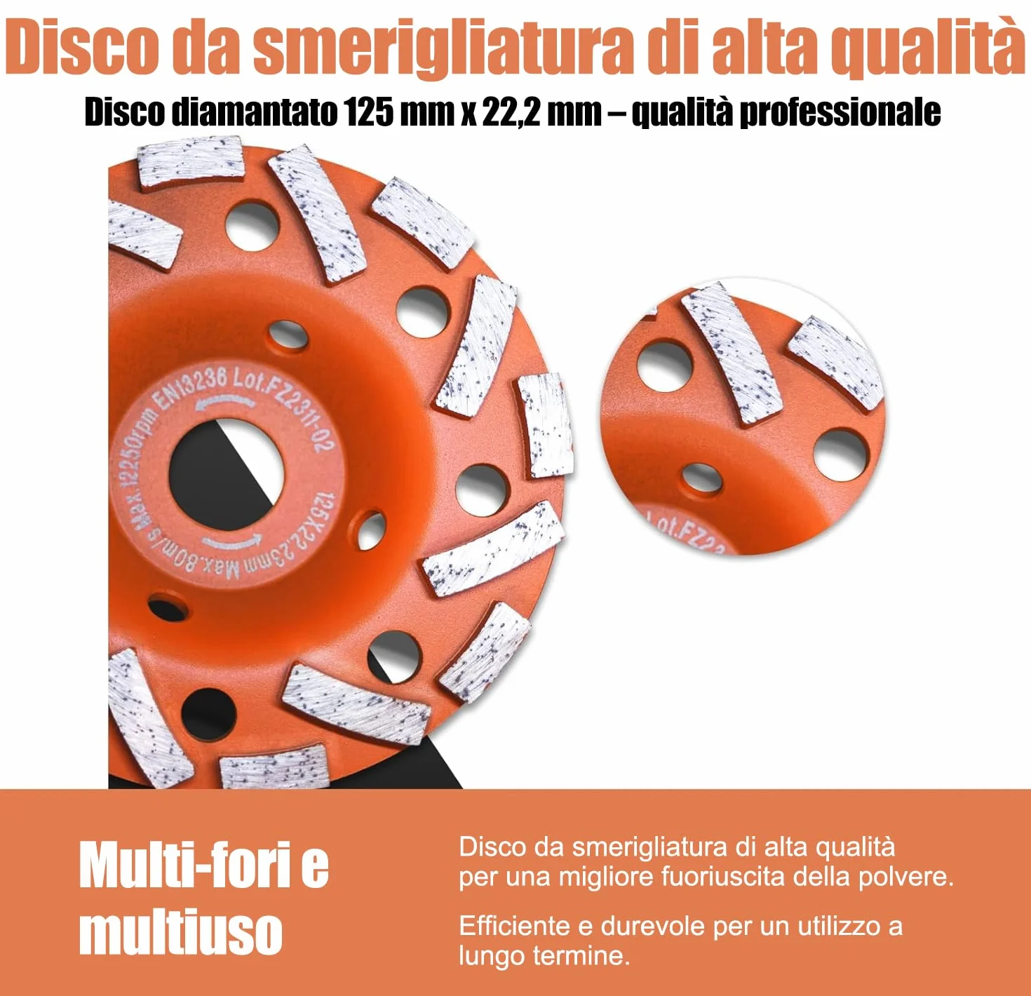 Levigatrice per calcestruzzo 1010 W asta telescopica 1,20 m testa diamantata 125 mm velocità regolabile
