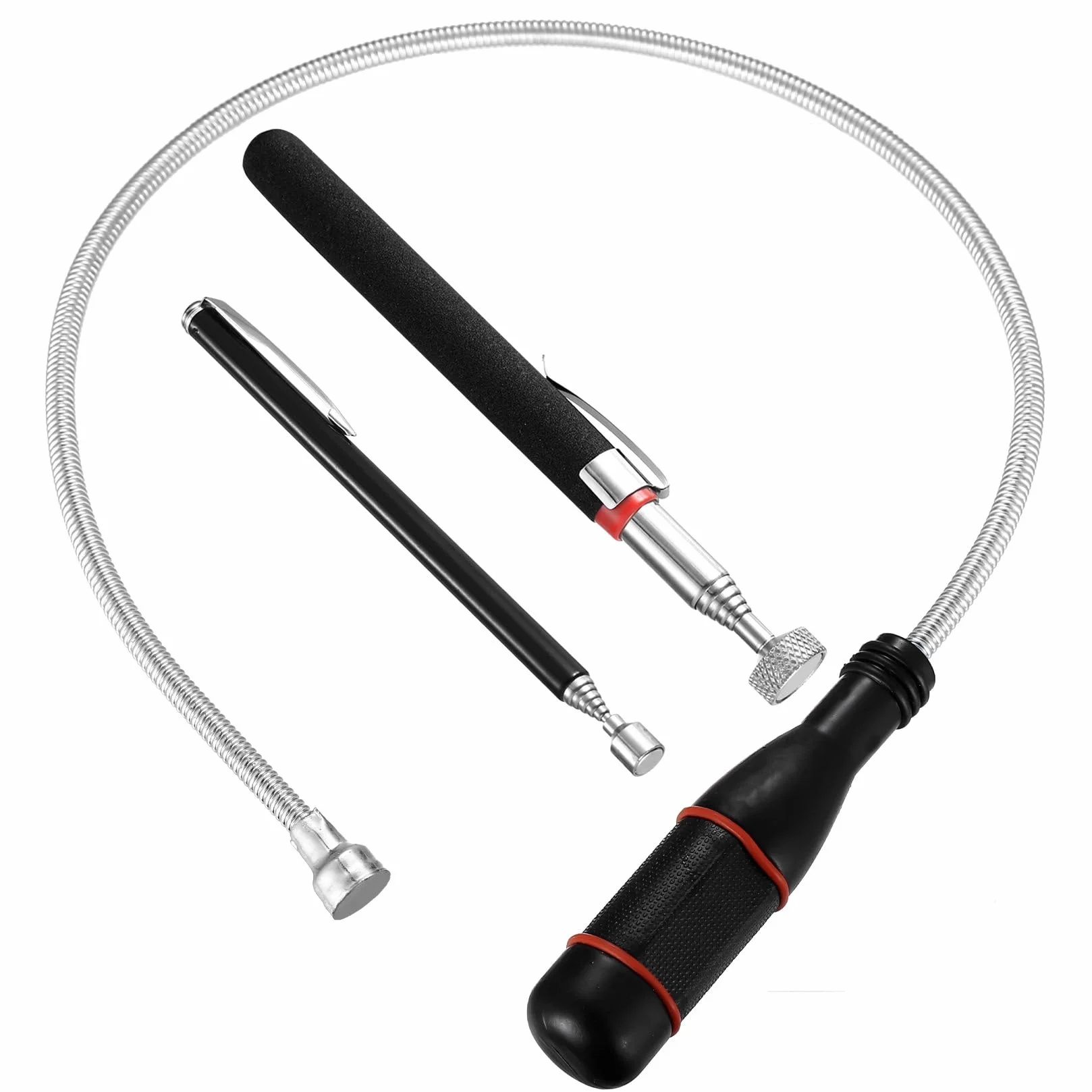 3 strumenti telescopici magnetici per pick-up, strumento telescopico magnetico, flessibile, estensibile, strumento di recupero di adesivi per garage (0,7 kg, 1,4 kg, 2,3 kg).