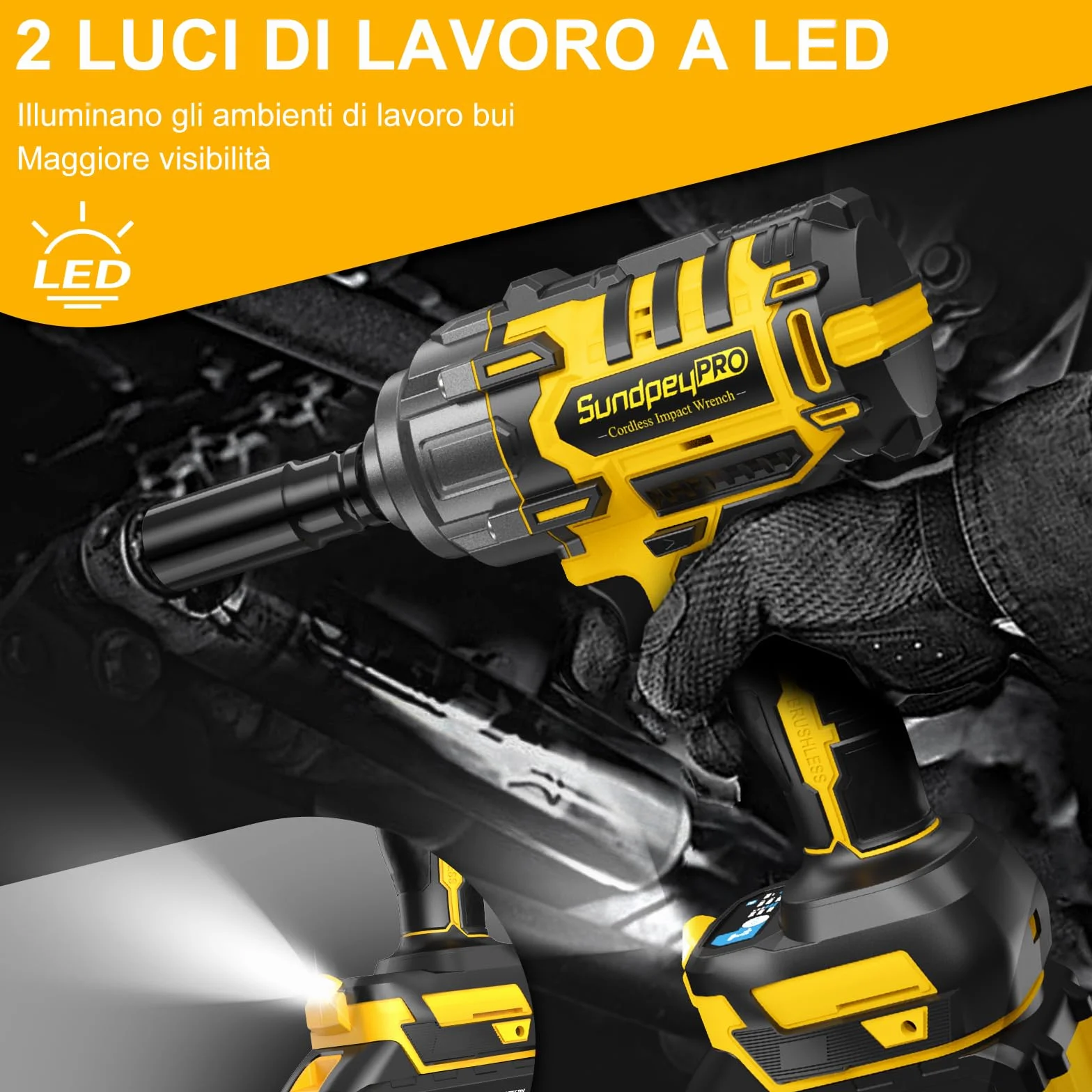 Avvitatore a Impulsi 1300Nm 21V 1/2" Brushless con 2 Batterie 4.0Ah 3 Velocità RSS Cassetta
