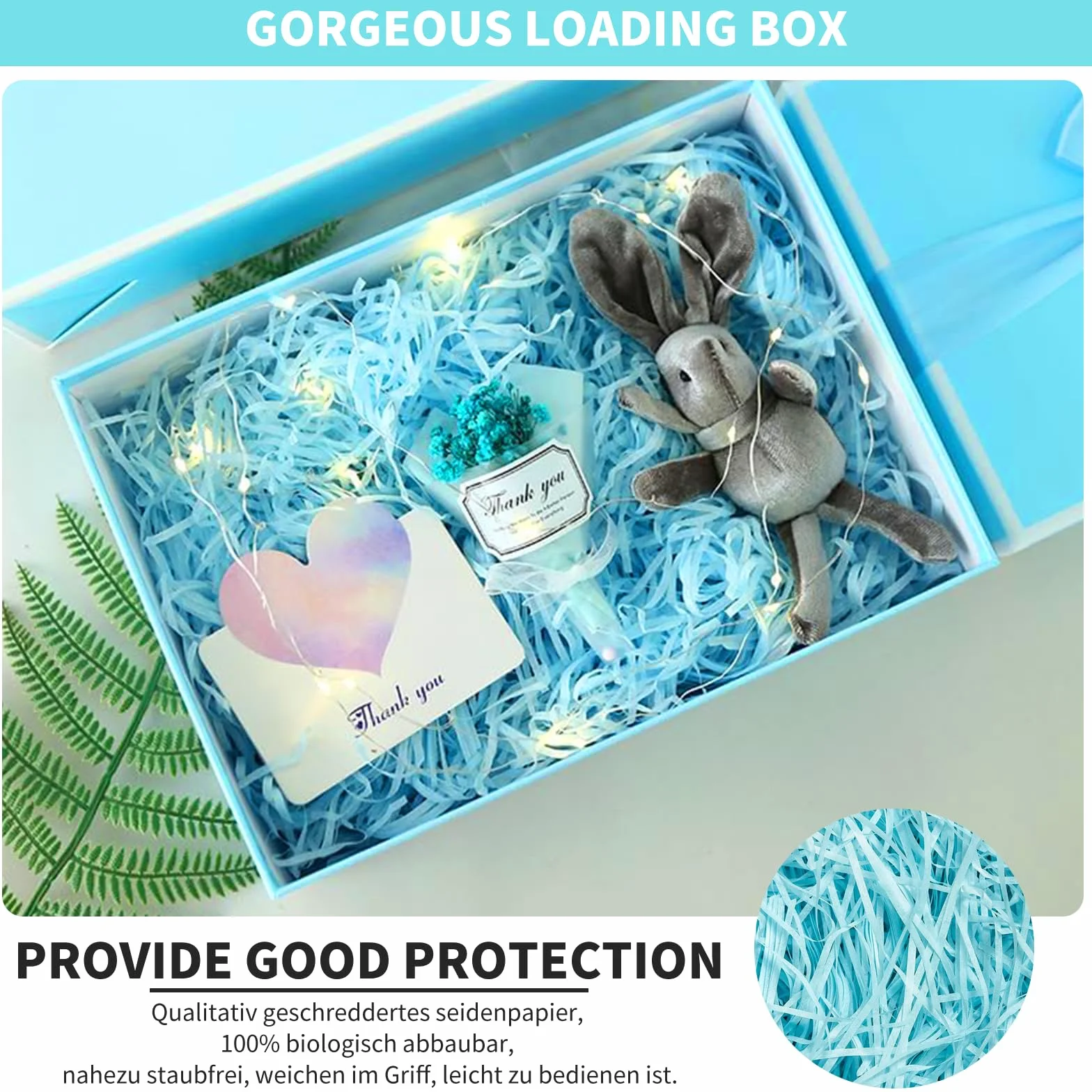 Hengrongshen Paglietta per Cesti, 500g Shred Carta Velina Regalo di Alta Qualità, Decorazione Rafia Decorazione Confezione Regalo per Natale, Matrimonio, Anniversario, Festa di San Valentino (Blu)