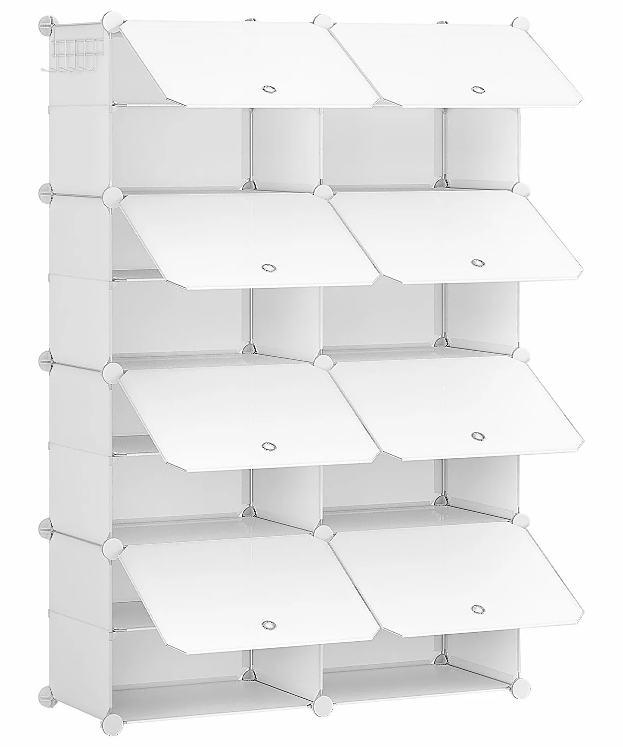 HOOBRO Scarpiera, Scaffale Portascarpe a 8 Scomparti, con Sportello, Scaffale Componibile in Plastica, Scomparto di 40 x 30 x 30 cm, per Corridoio, Portico, Dormitorio, Bianco EWT28SC01G1